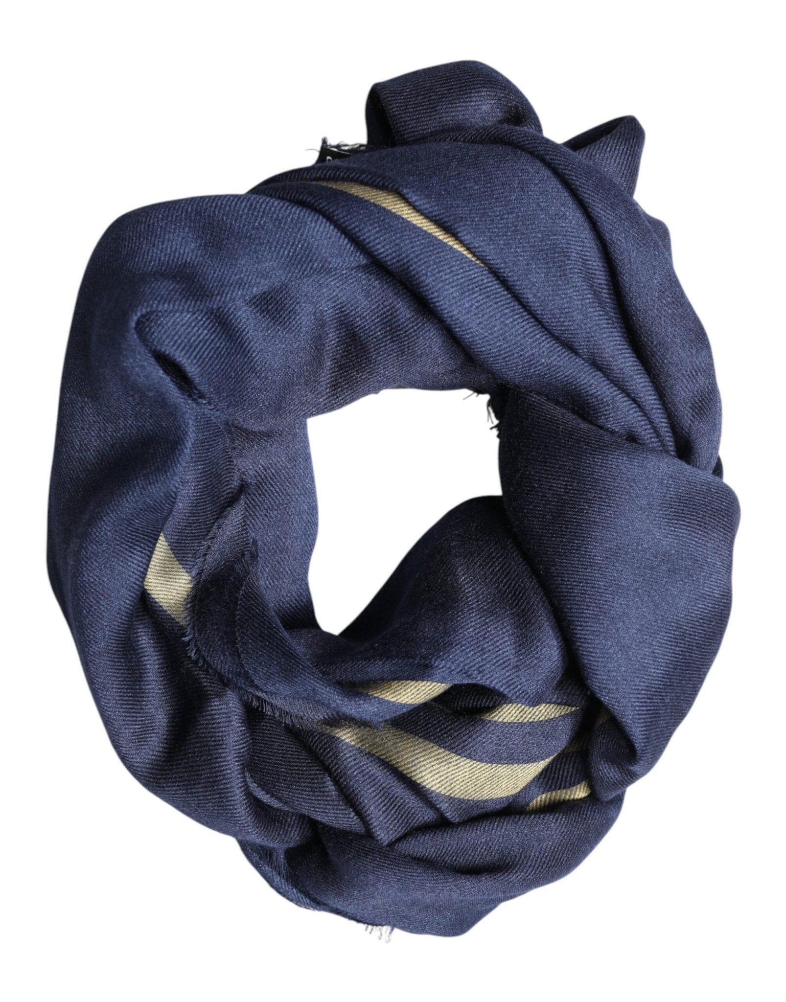 Dolce & Gabbana Blue Cashmere Neck Wrap Shawl Fringes Scarf - RIMODA