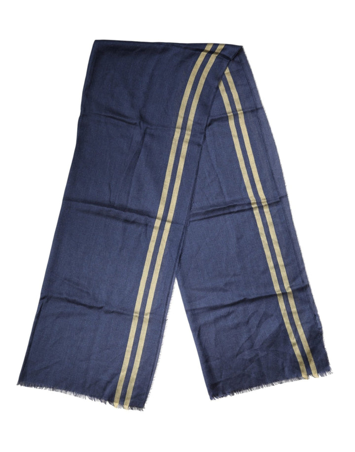 Dolce & Gabbana Blue Cashmere Neck Wrap Shawl Fringes Scarf - RIMODA