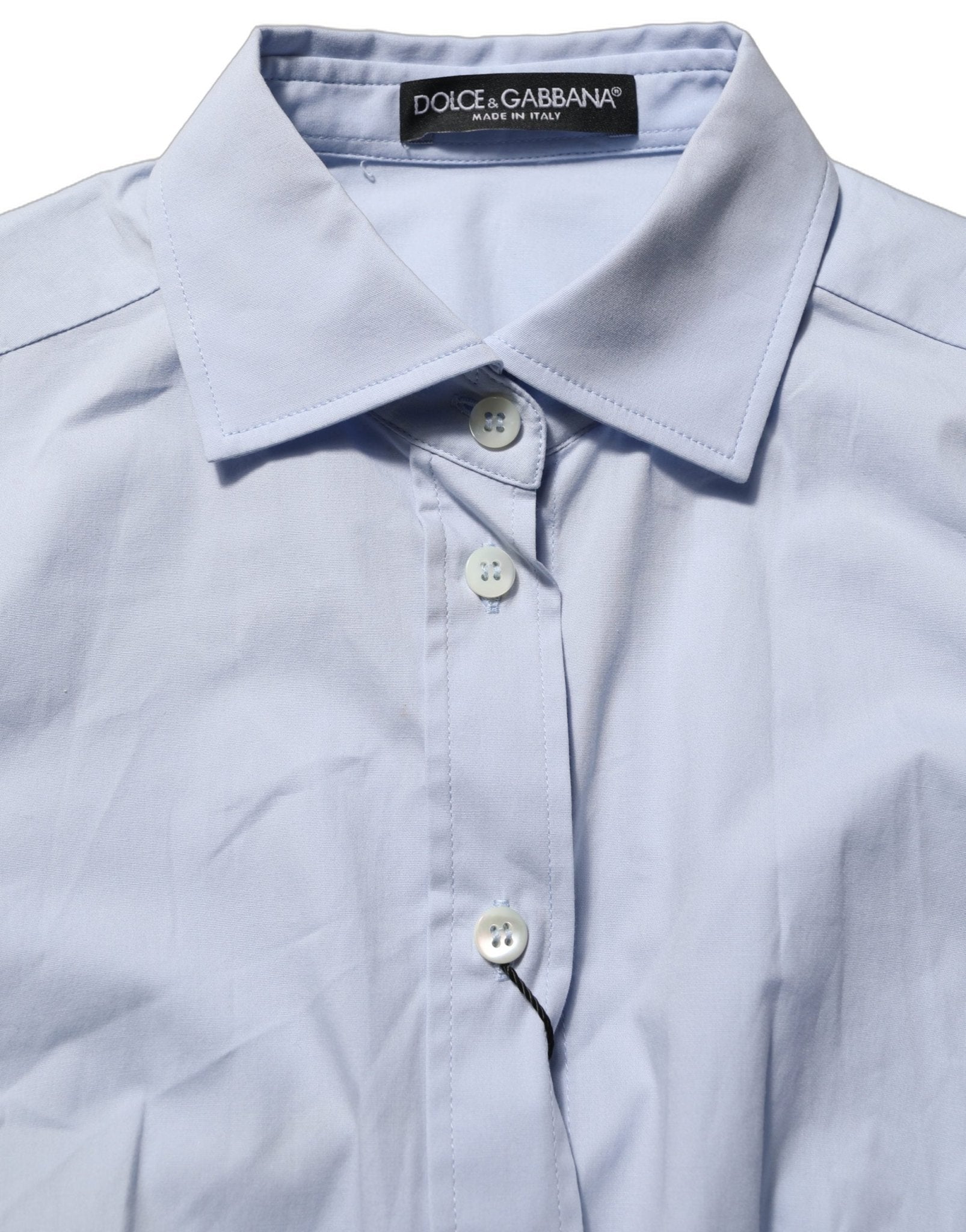 Dolce & Gabbana Blue Collared Long Sleeves Dress Shirt Top - RIMODA