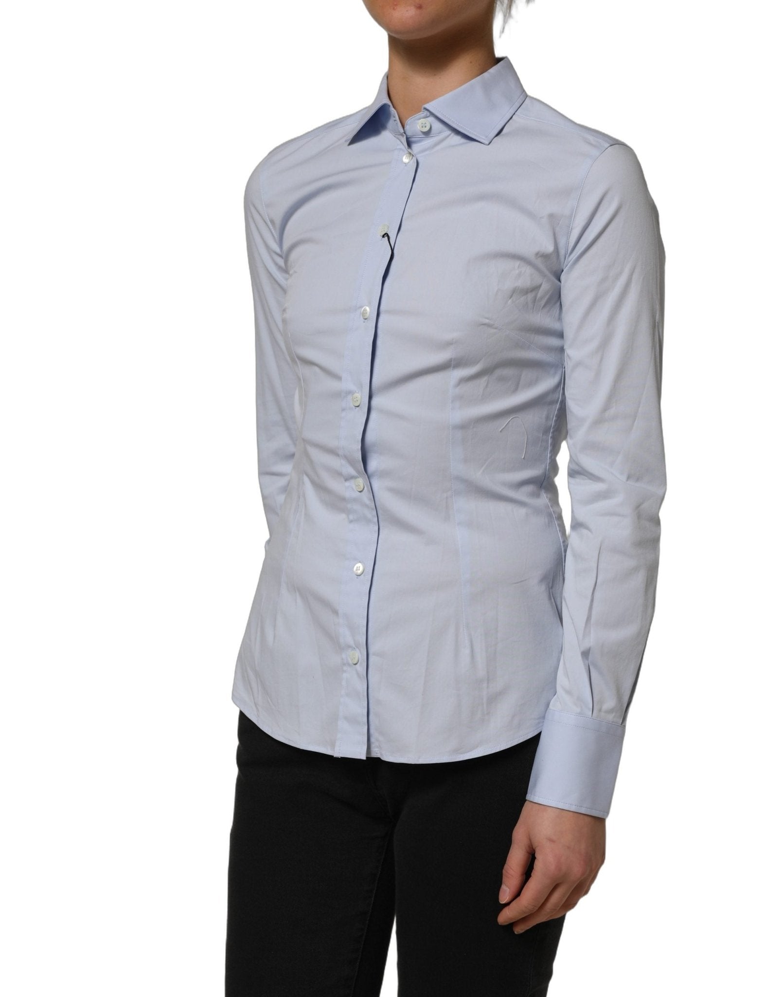 Dolce & Gabbana Blue Collared Long Sleeves Dress Shirt Top - RIMODA