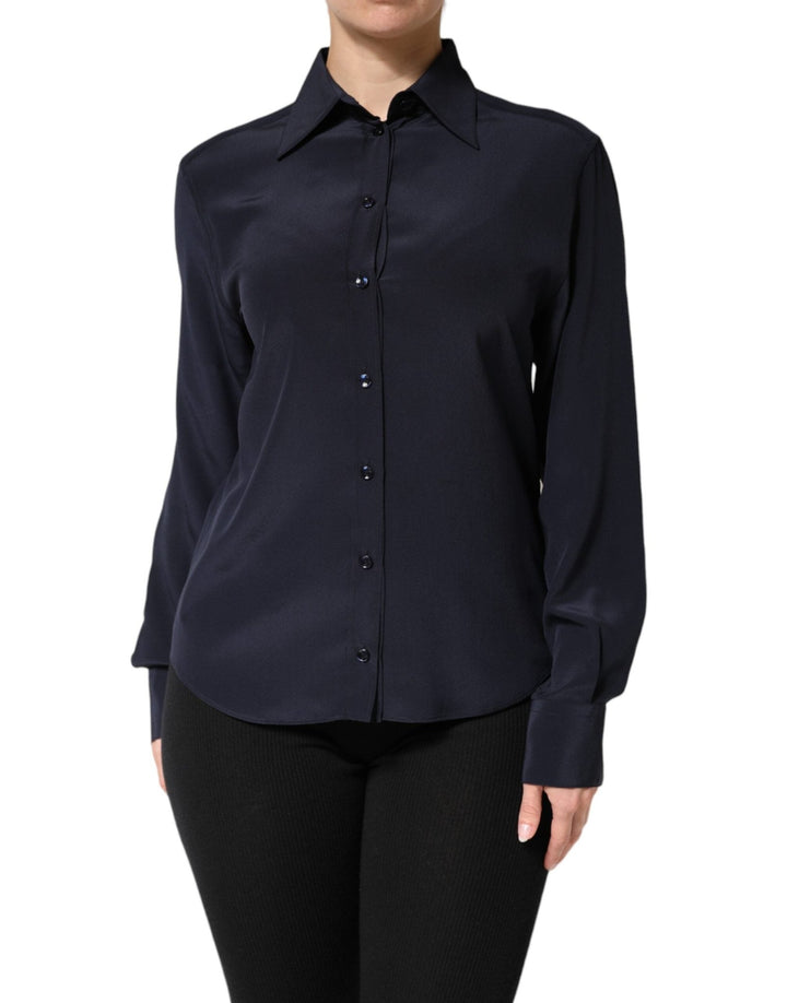 Dolce & Gabbana Blue Collared Long Sleeves Dress Shirt Top - RIMODA