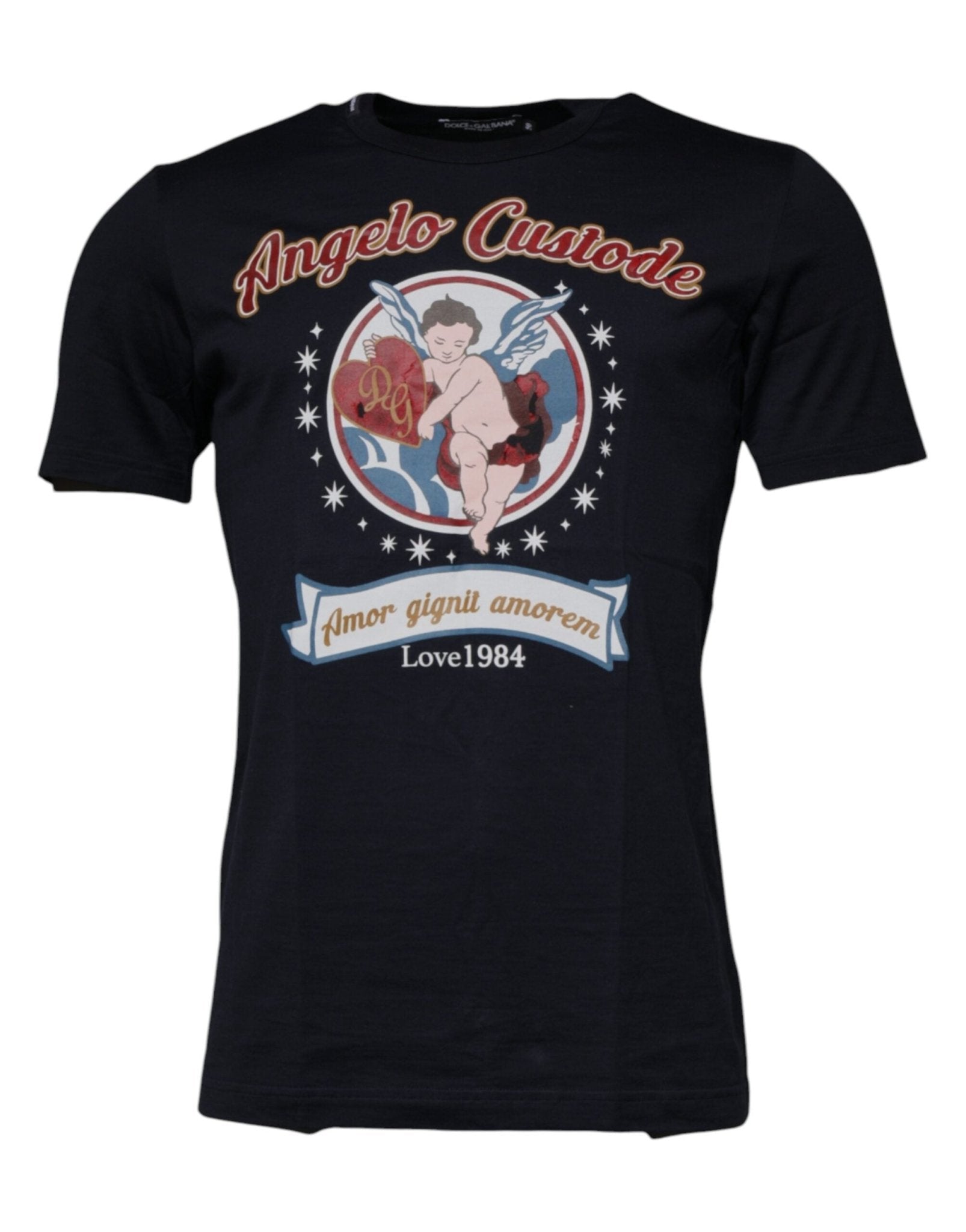 Dolce & Gabbana Blue Cotton Angel Print Short Sleeves T-shirt - RIMODA