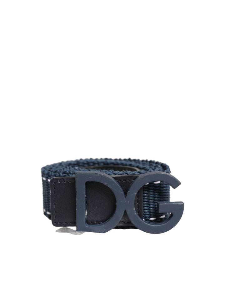 Dolce & Gabbana Blue Cotton Canvas DG Logo Metal Buckle Belt - RIMODA