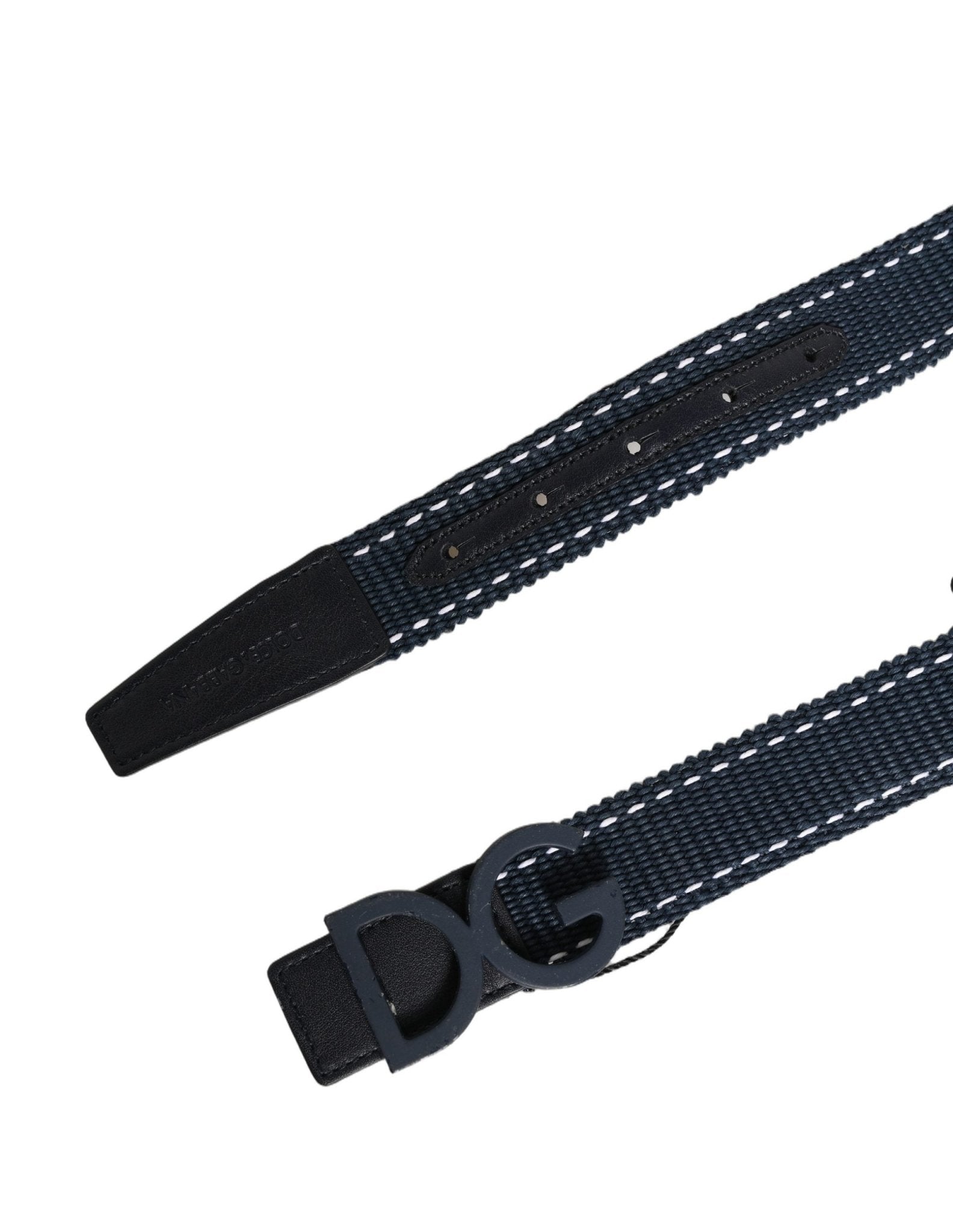 Dolce & Gabbana Blue Cotton Canvas DG Logo Metal Buckle Belt - RIMODA