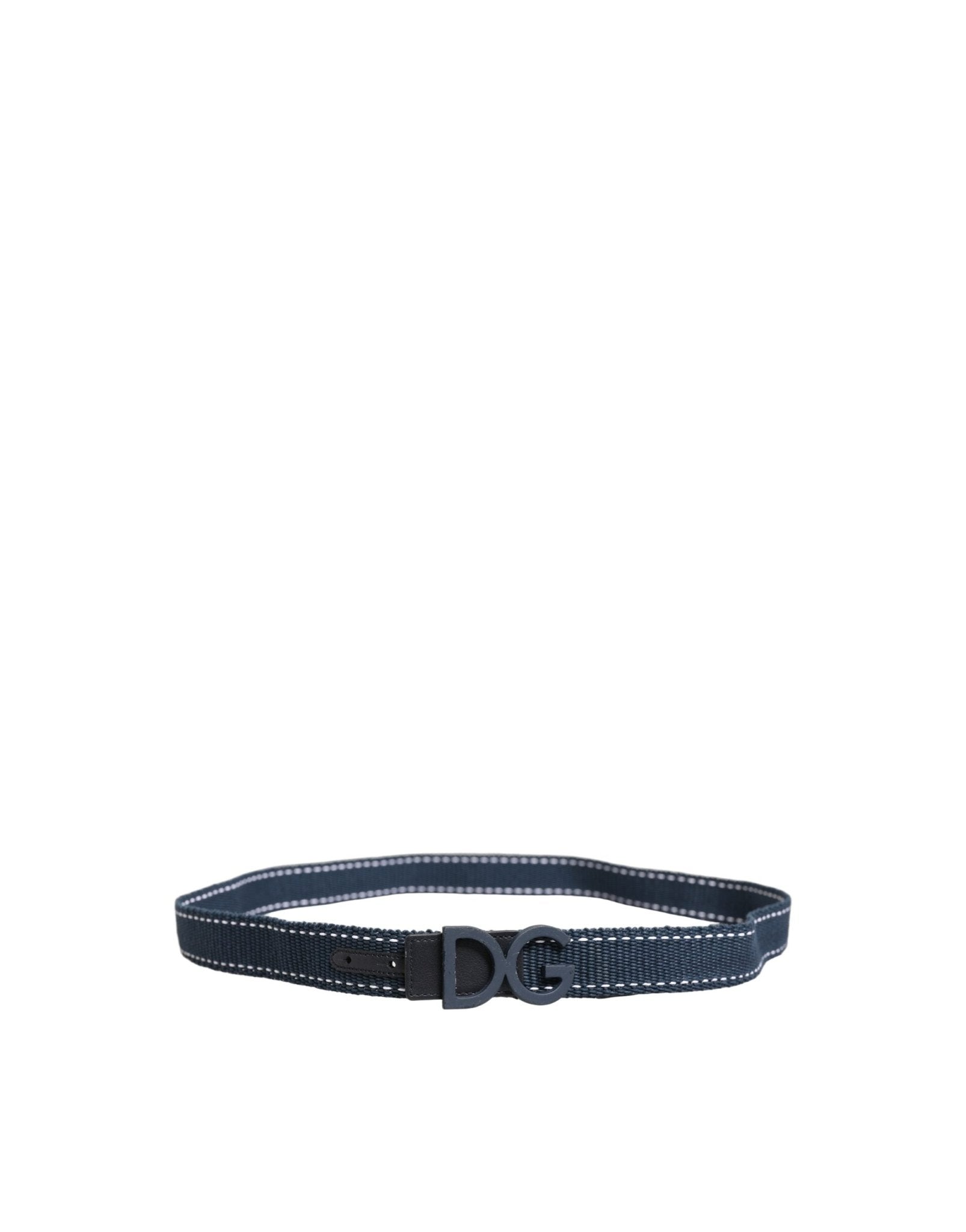 Dolce & Gabbana Blue Cotton Canvas DG Logo Metal Buckle Belt - RIMODA