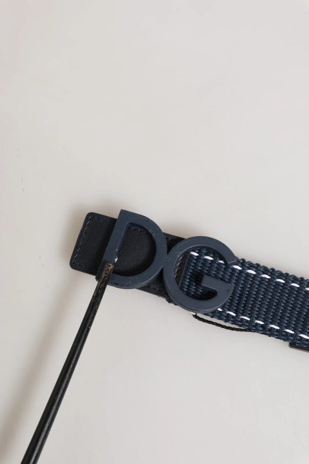 Dolce & Gabbana Blue Cotton Canvas DG Logo Metal Buckle Belt - RIMODA