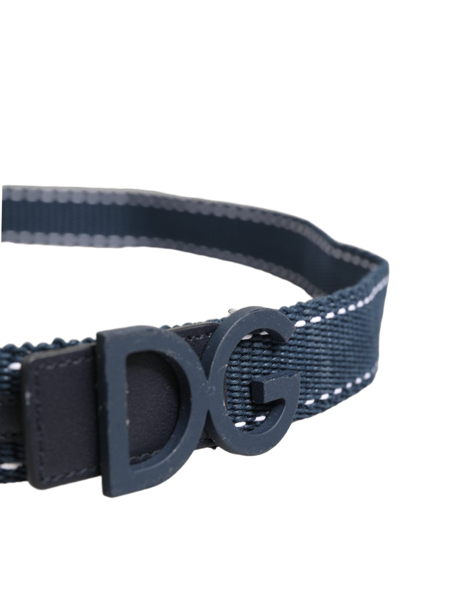 Dolce & Gabbana Blue Cotton Canvas DG Logo Metal Buckle Belt - RIMODA