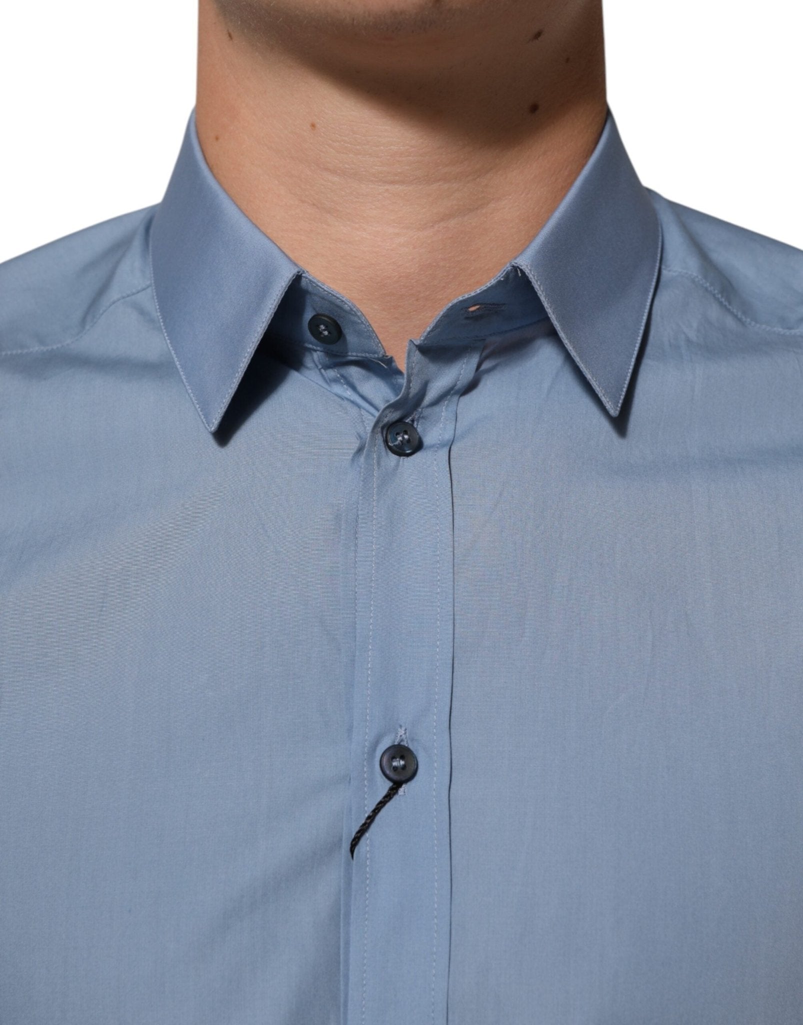 Dolce & Gabbana Blue Cotton Collared GOLD Formal Dress Shirt - RIMODA