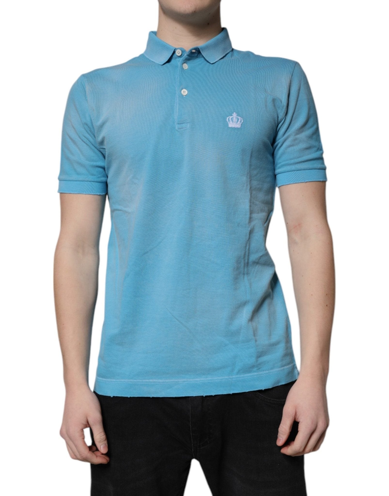 Dolce & Gabbana Blue Cotton Crown Collared Men Polo T-shirt - RIMODA