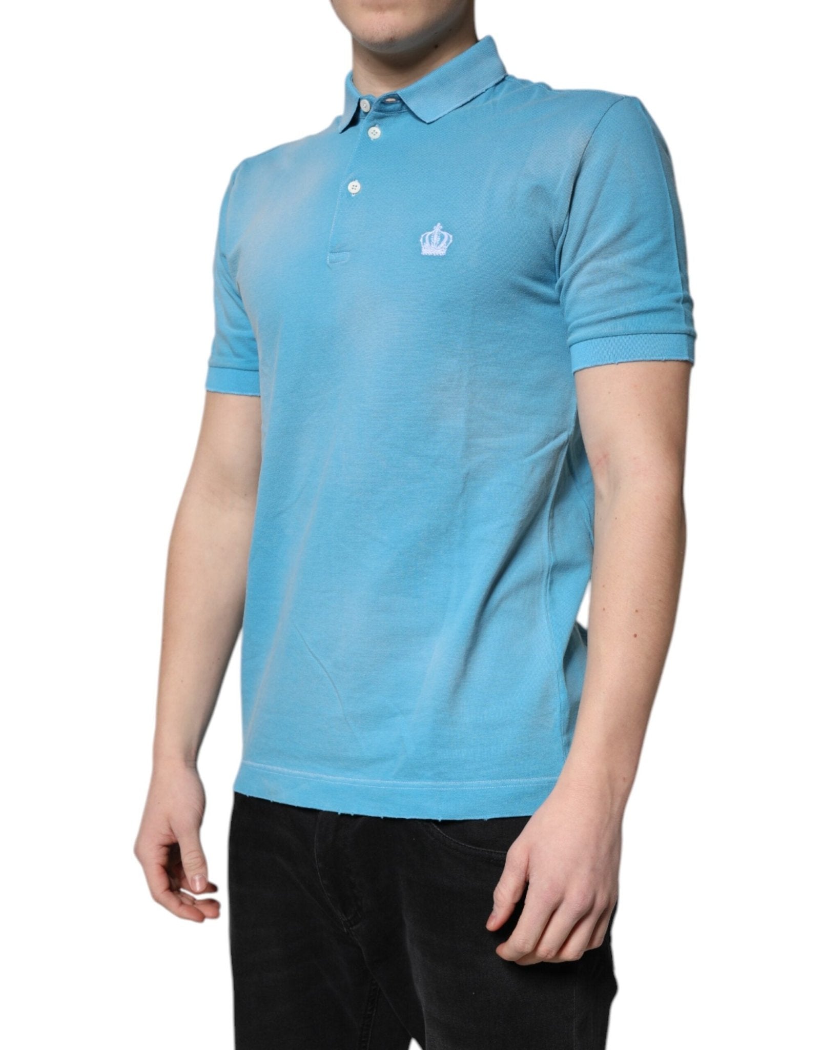Dolce & Gabbana Blue Cotton Crown Collared Men Polo T-shirt - RIMODA