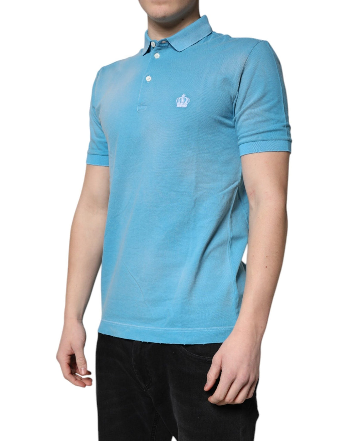 Dolce & Gabbana Blue Cotton Crown Collared Men Polo T-shirt - RIMODA