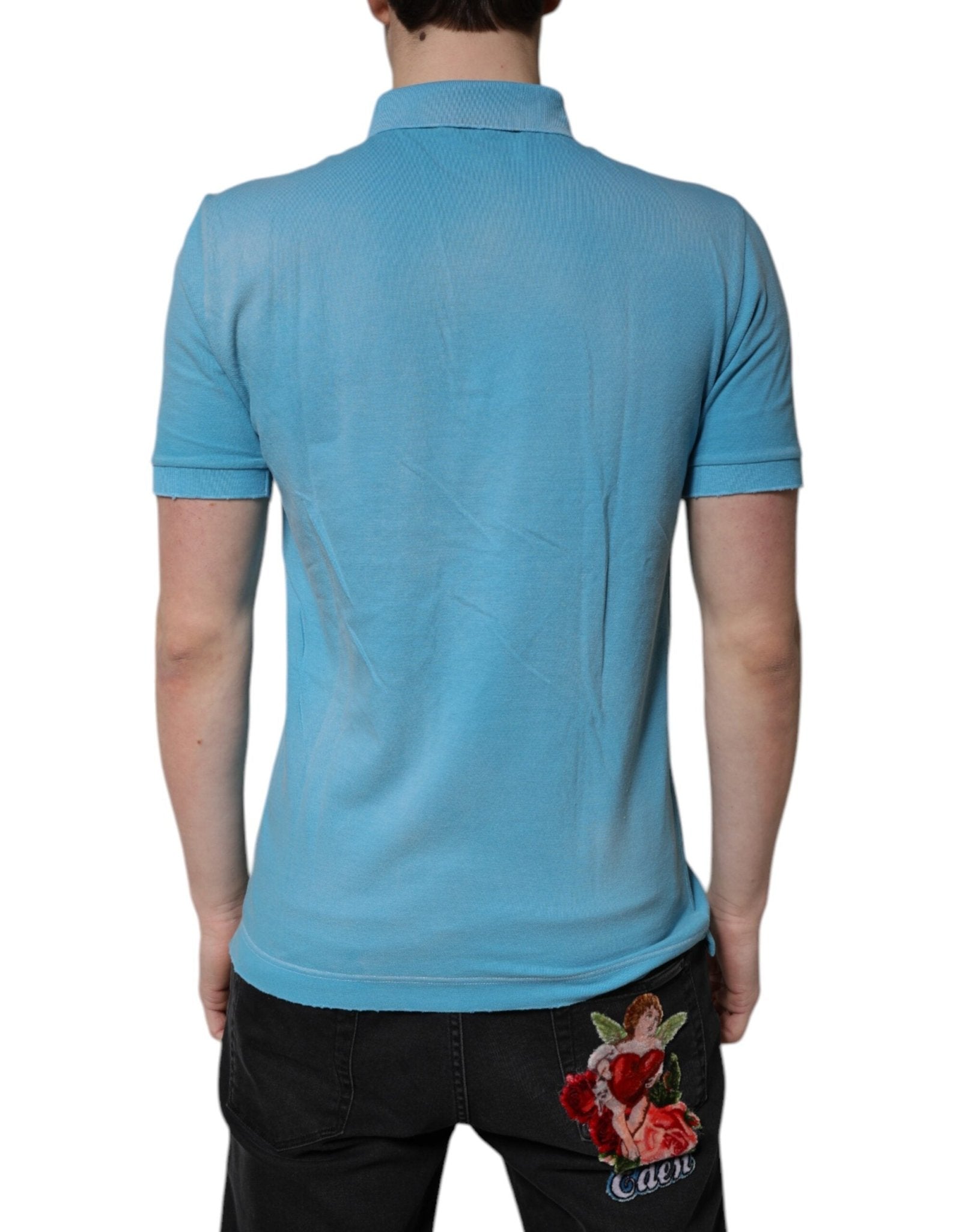 Dolce & Gabbana Blue Cotton Crown Collared Men Polo T-shirt - RIMODA