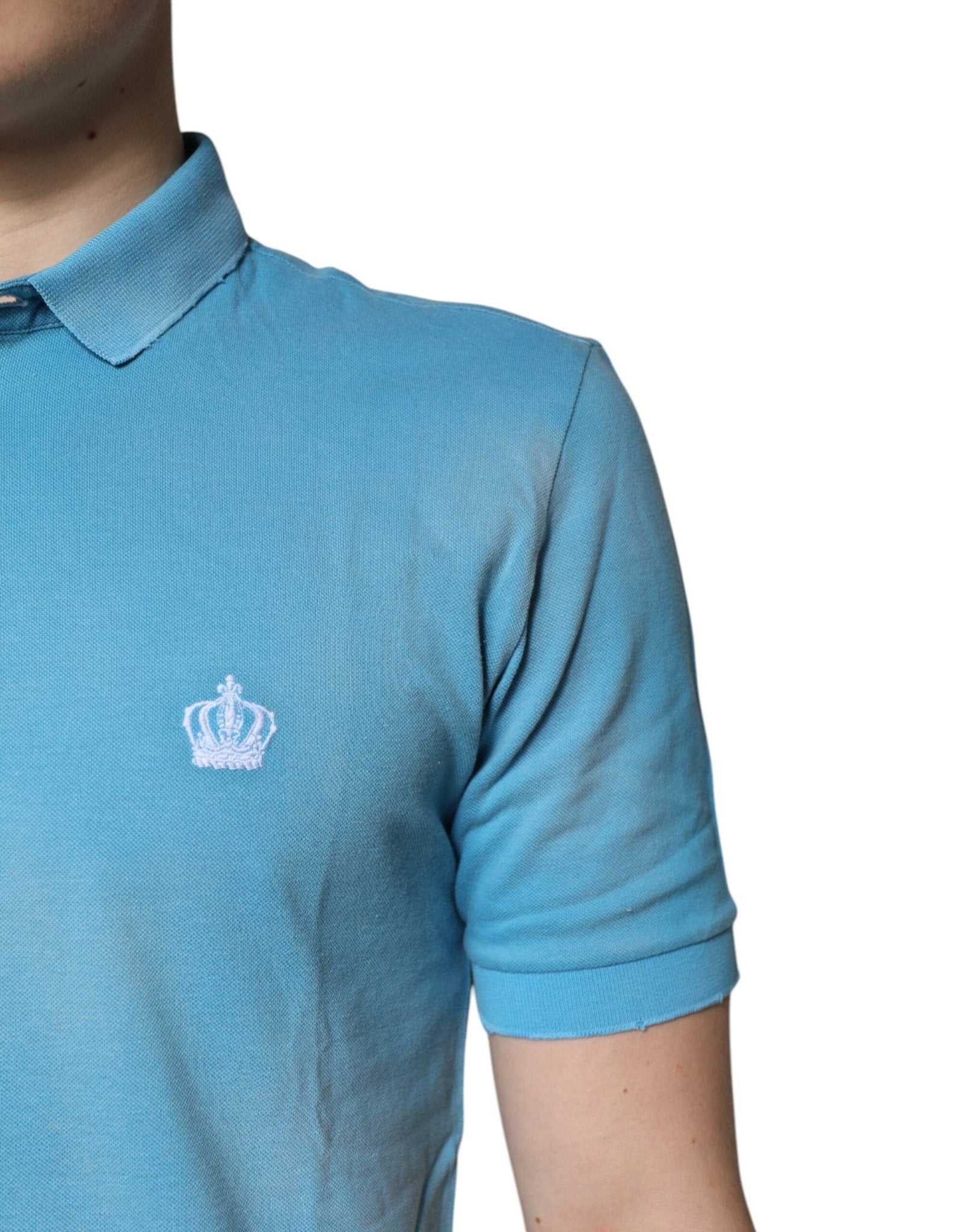 Dolce & Gabbana Blue Cotton Crown Collared Men Polo T-shirt - RIMODA