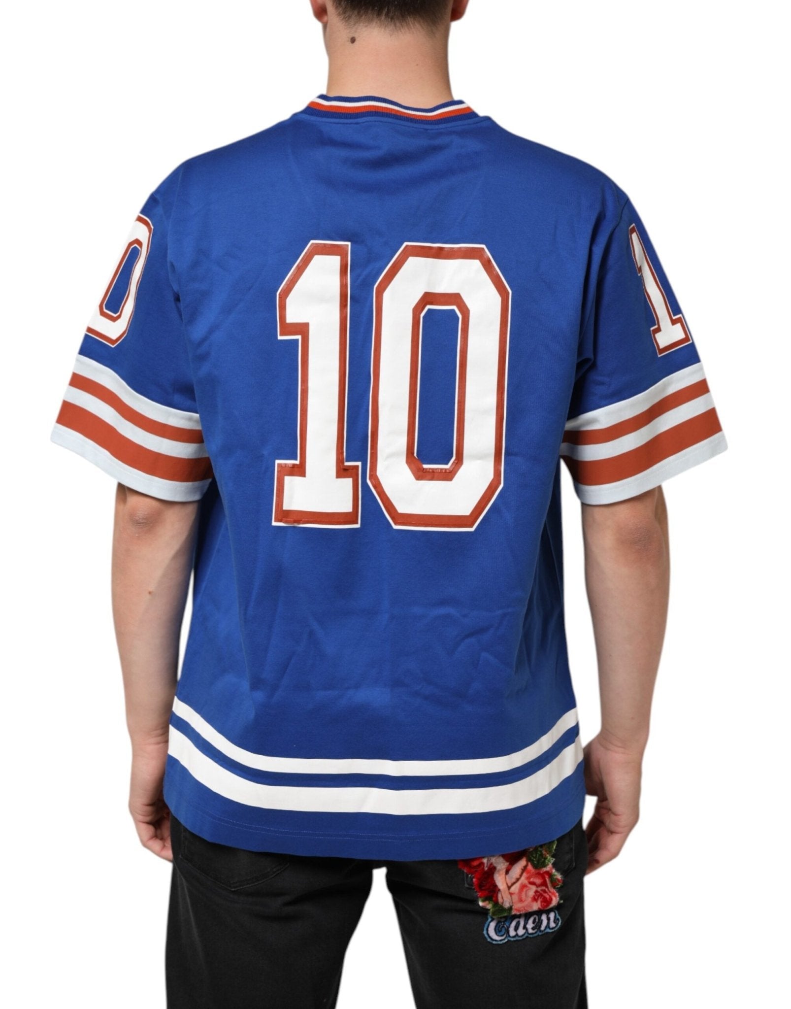 Dolce & Gabbana Blue Cotton DG Logo Mesh Jersey T-shirt - RIMODA