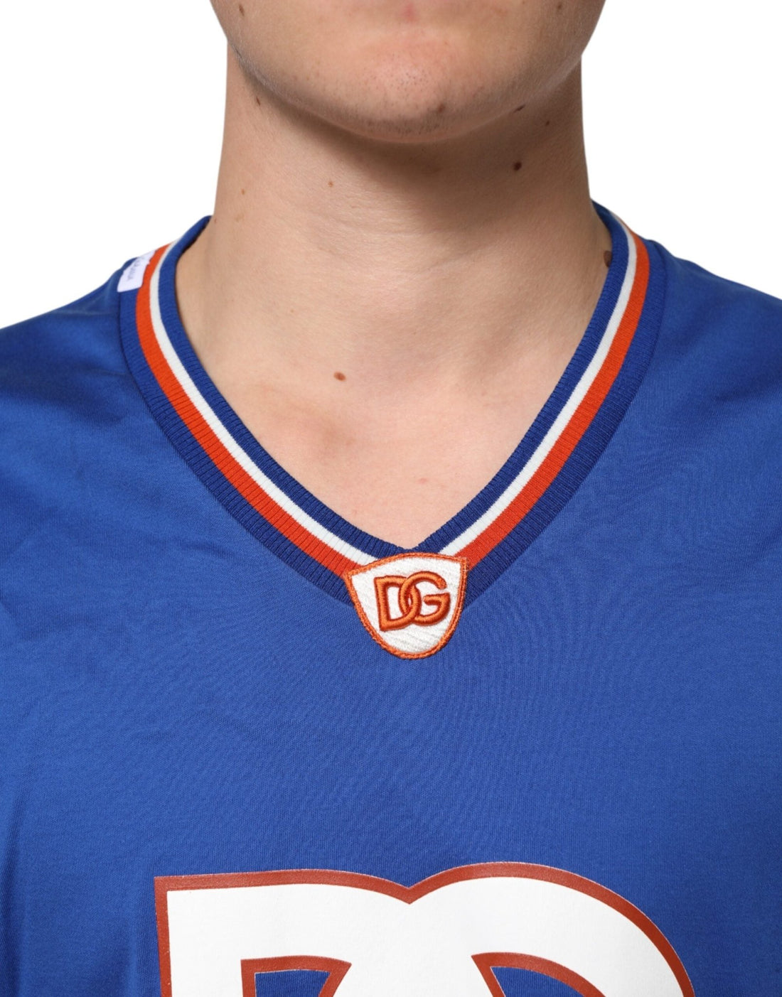 Dolce & Gabbana Blue Cotton DG Logo Mesh Jersey T-shirt - RIMODA