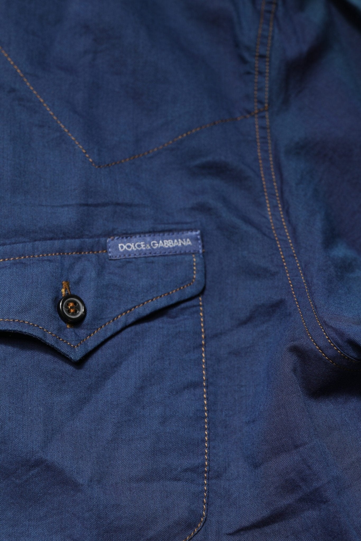 Dolce & Gabbana Blue Cotton GOLD Long Sleeves Casual Shirt - RIMODA