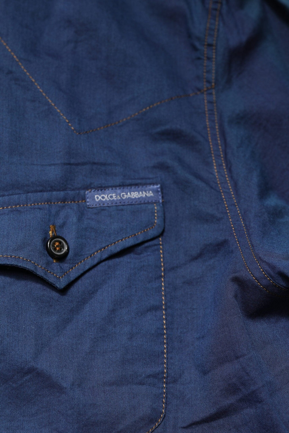 Dolce & Gabbana Blue Cotton GOLD Long Sleeves Casual Shirt - RIMODA