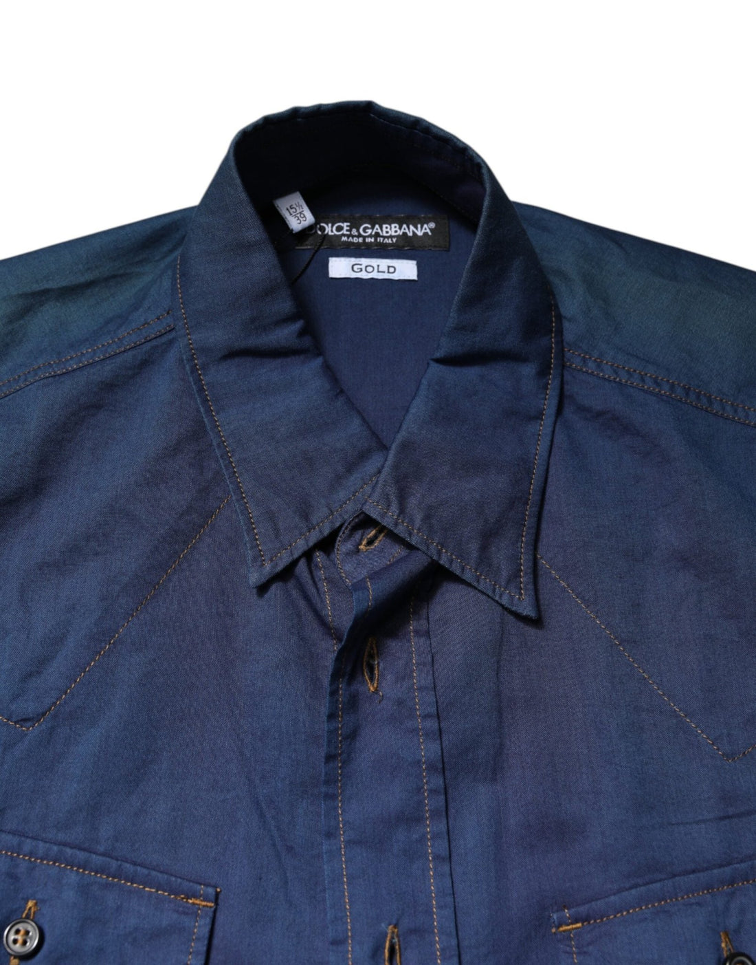 Dolce & Gabbana Blue Cotton GOLD Long Sleeves Casual Shirt - RIMODA