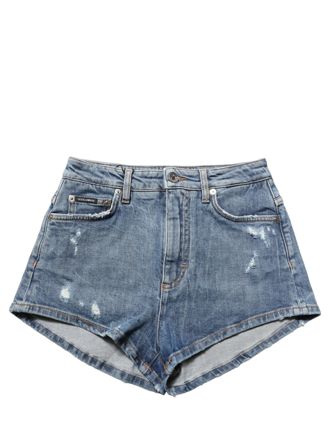 Dolce & Gabbana Blue Cotton High Rise Denim Hot Pants Shorts - RIMODA