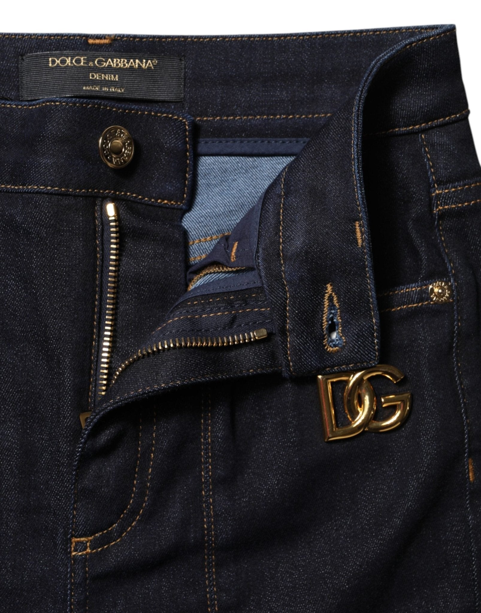 Dolce & Gabbana Blue Cotton High Waist Skinny Denim Jeans - RIMODA