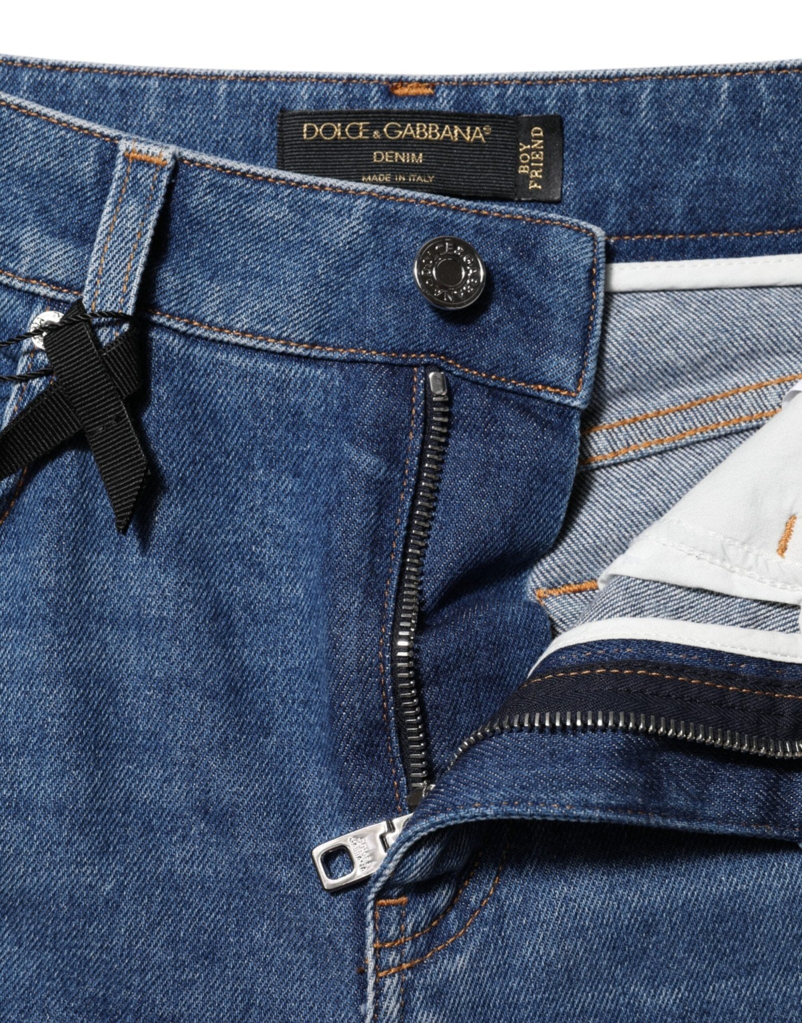 Dolce & Gabbana Blue Cotton High Waist Tapered Denim Jeans - RIMODA