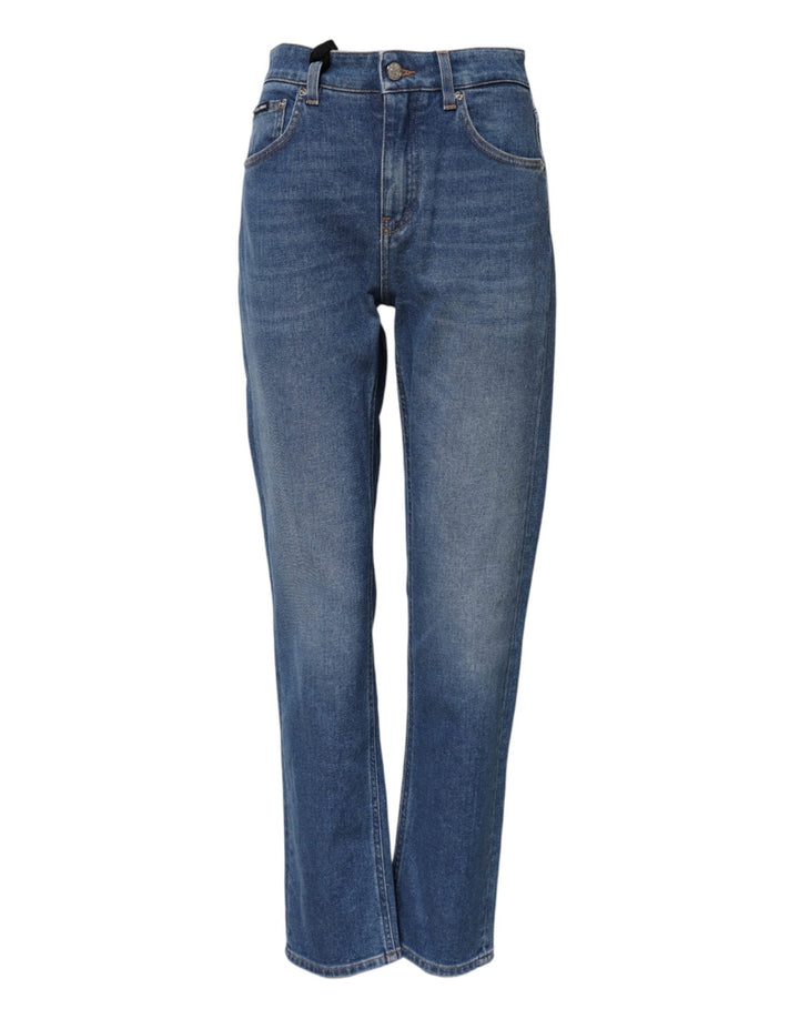 Dolce & Gabbana Blue Cotton High Waist Tapered Denim Jeans - RIMODA