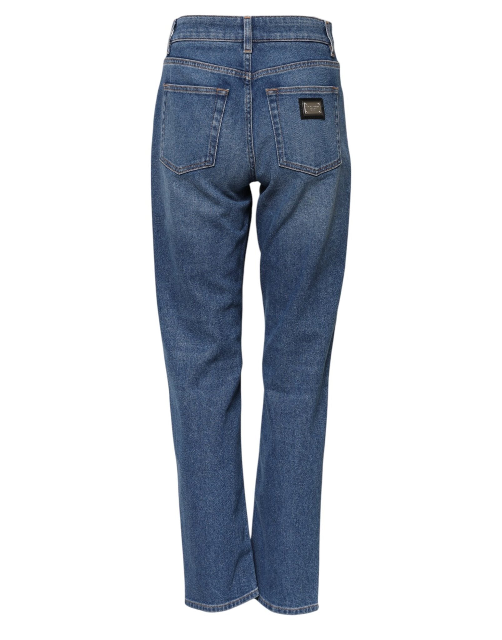 Dolce & Gabbana Blue Cotton High Waist Tapered Denim Jeans - RIMODA