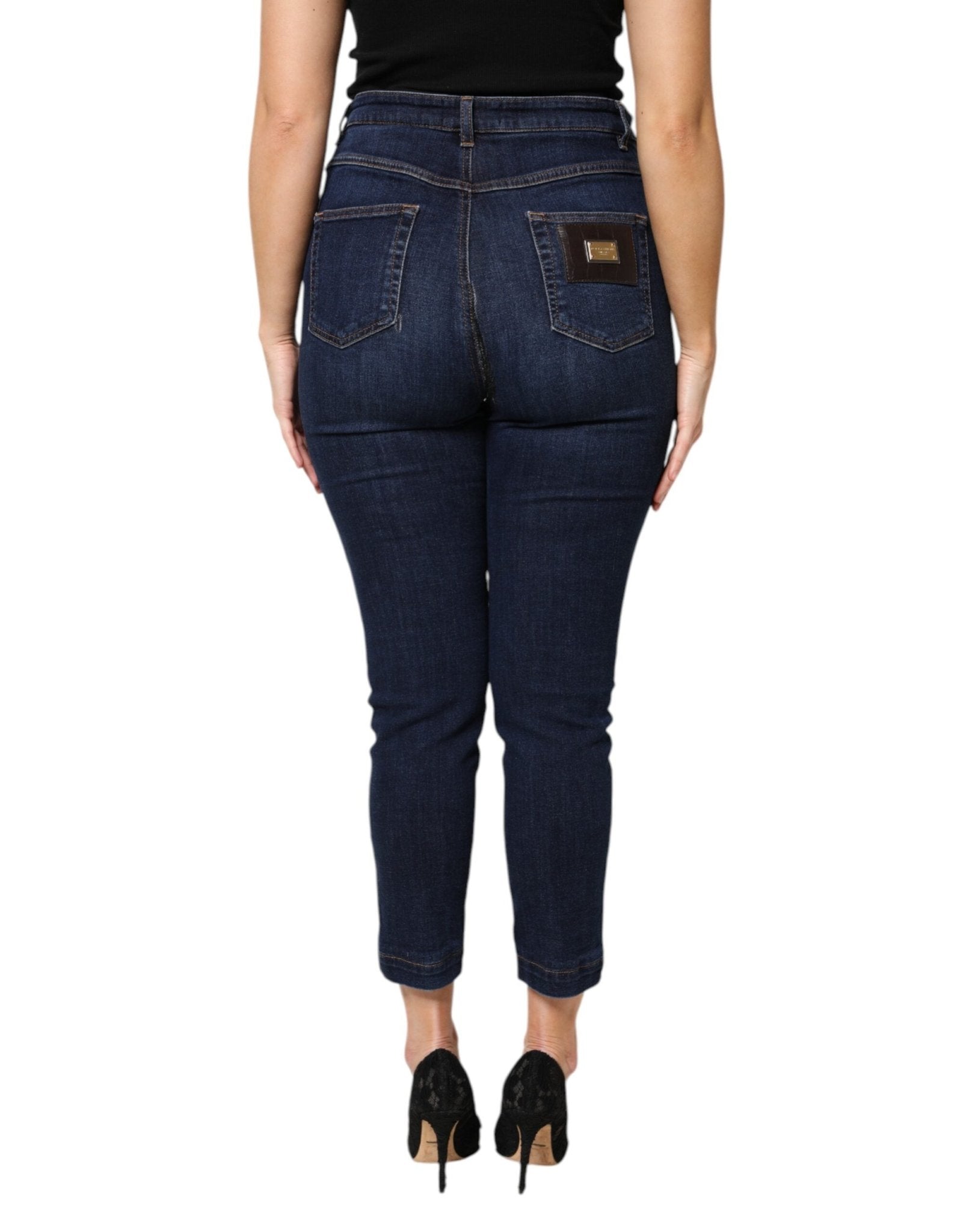 Dolce & Gabbana Blue Cotton High Waisted Cropped Denim Jeans - RIMODA