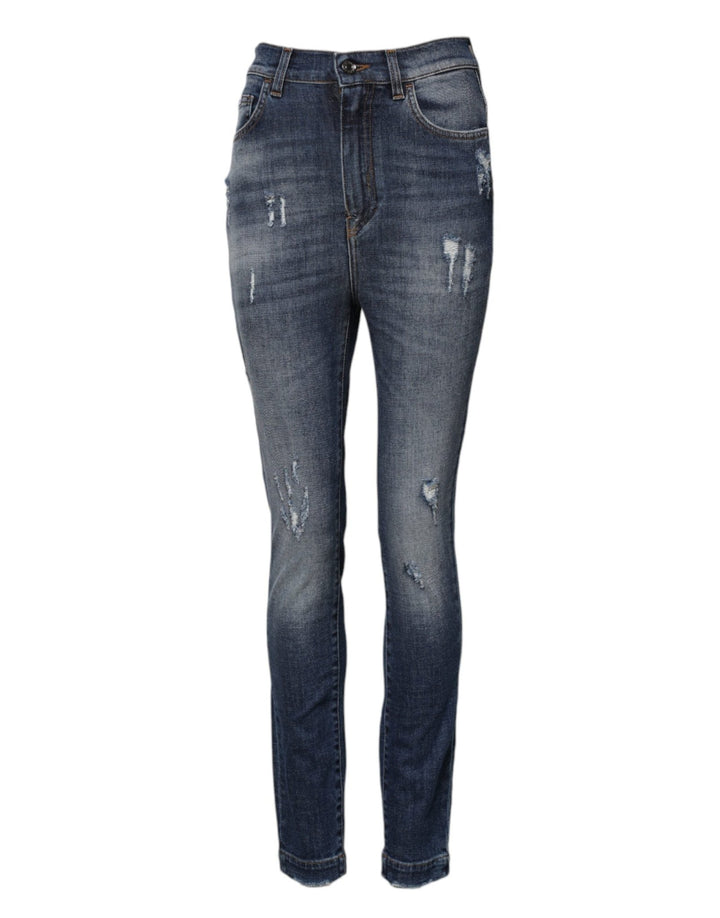 Dolce & Gabbana Blue Cotton HighWaist Skinny Denim Jeans - RIMODA