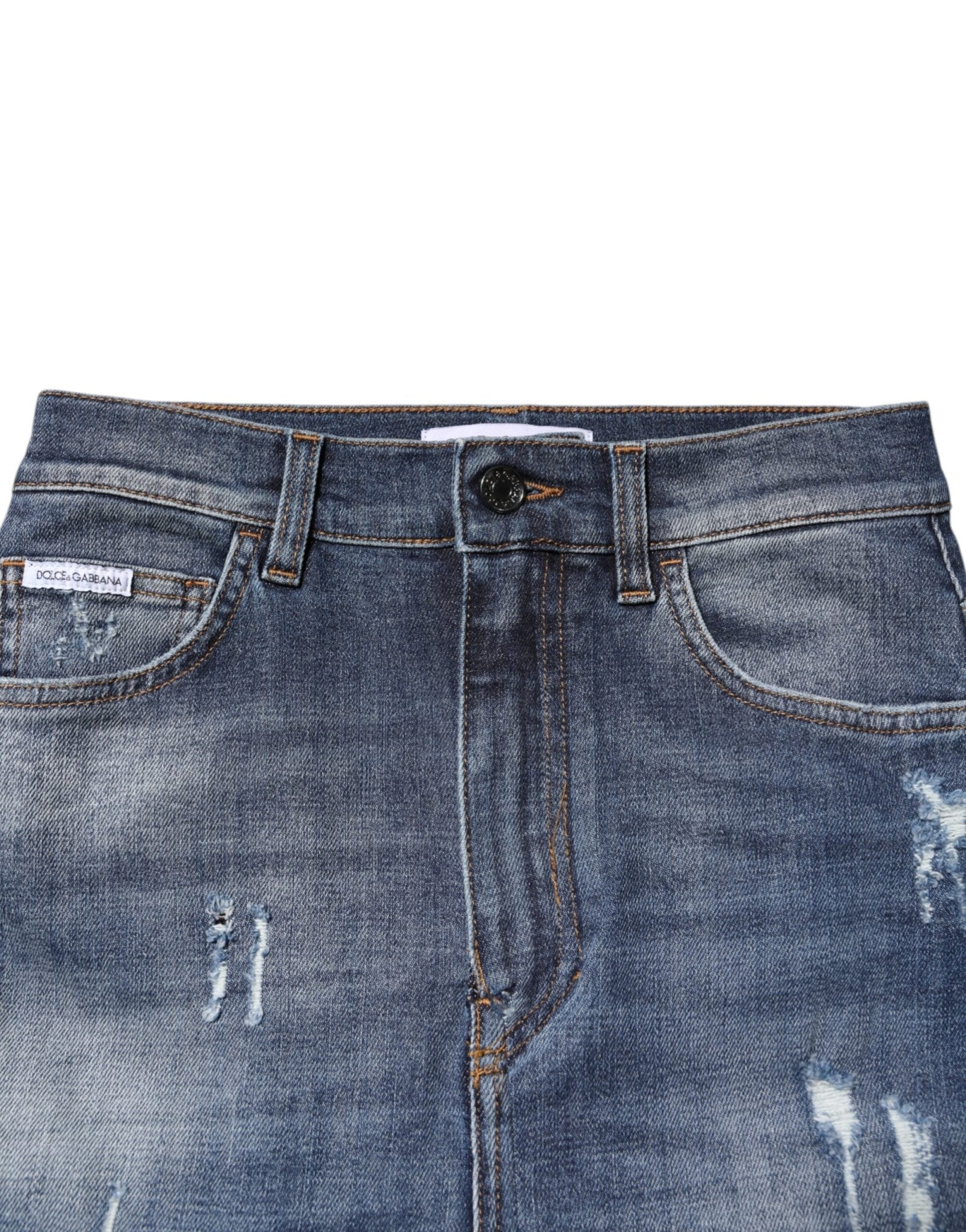 Dolce & Gabbana Blue Cotton HighWaist Skinny Denim Jeans - RIMODA