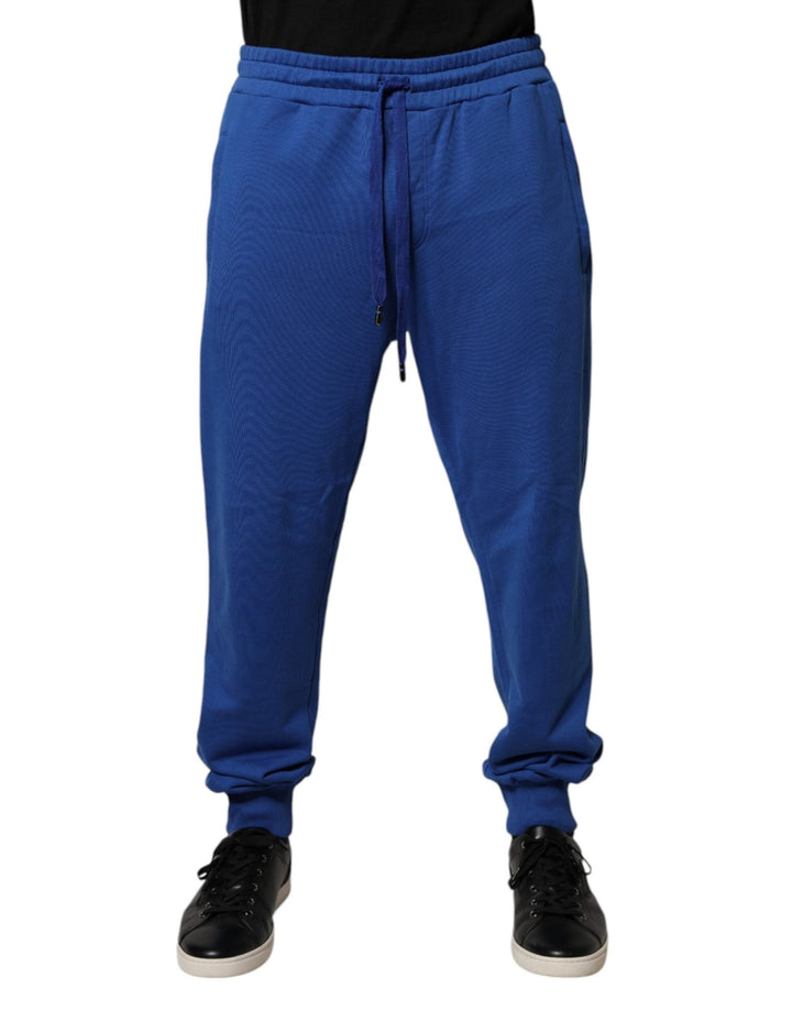 Dolce & Gabbana Blue Cotton Jogger Mid Waist Pants - RIMODA