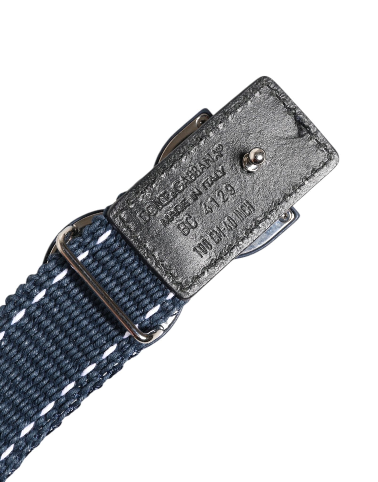Dolce & Gabbana Blue Cotton Leather DG Logo Metal Buckle Belt - RIMODA