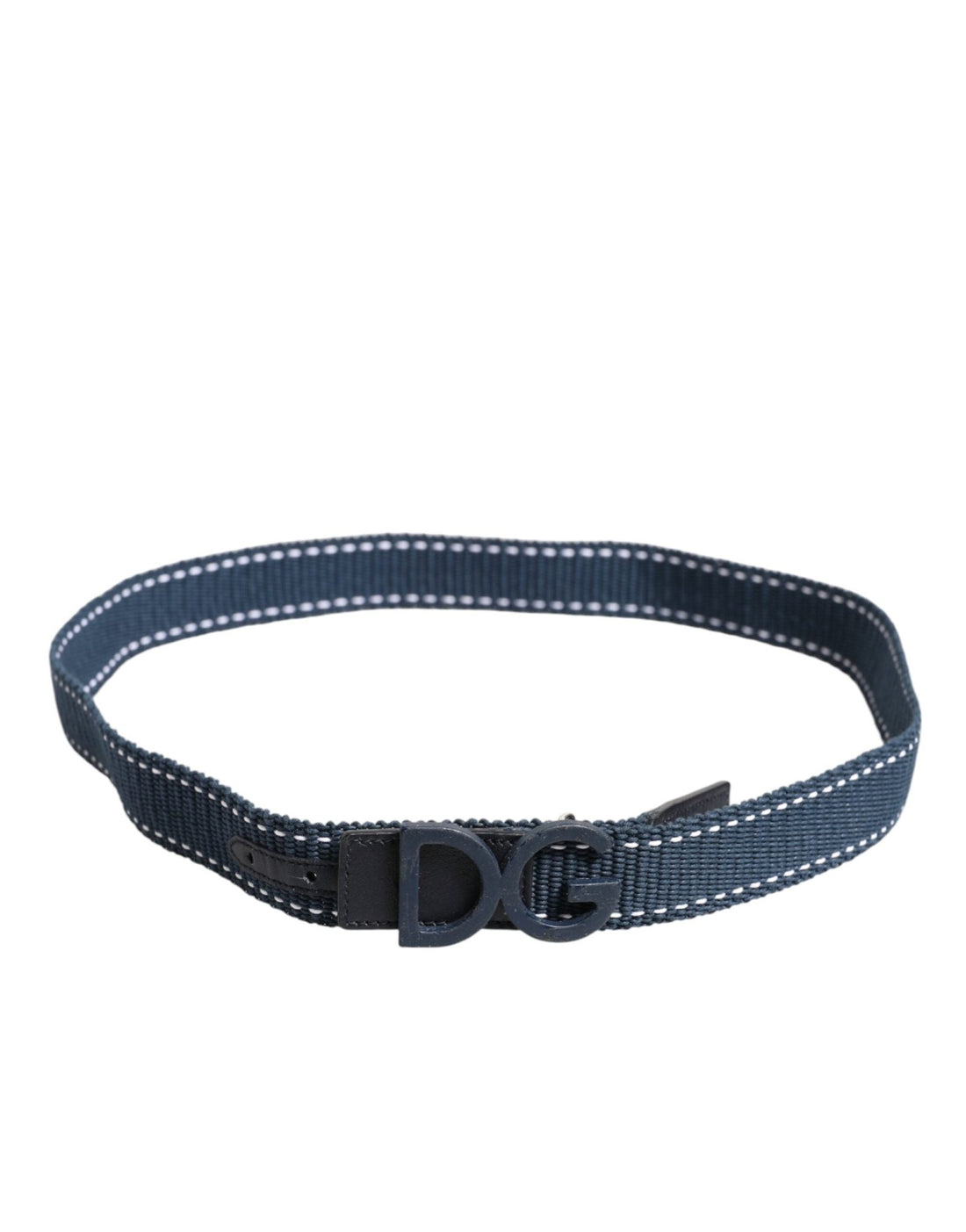 Dolce & Gabbana Blue Cotton Leather DG Logo Metal Buckle Belt - RIMODA