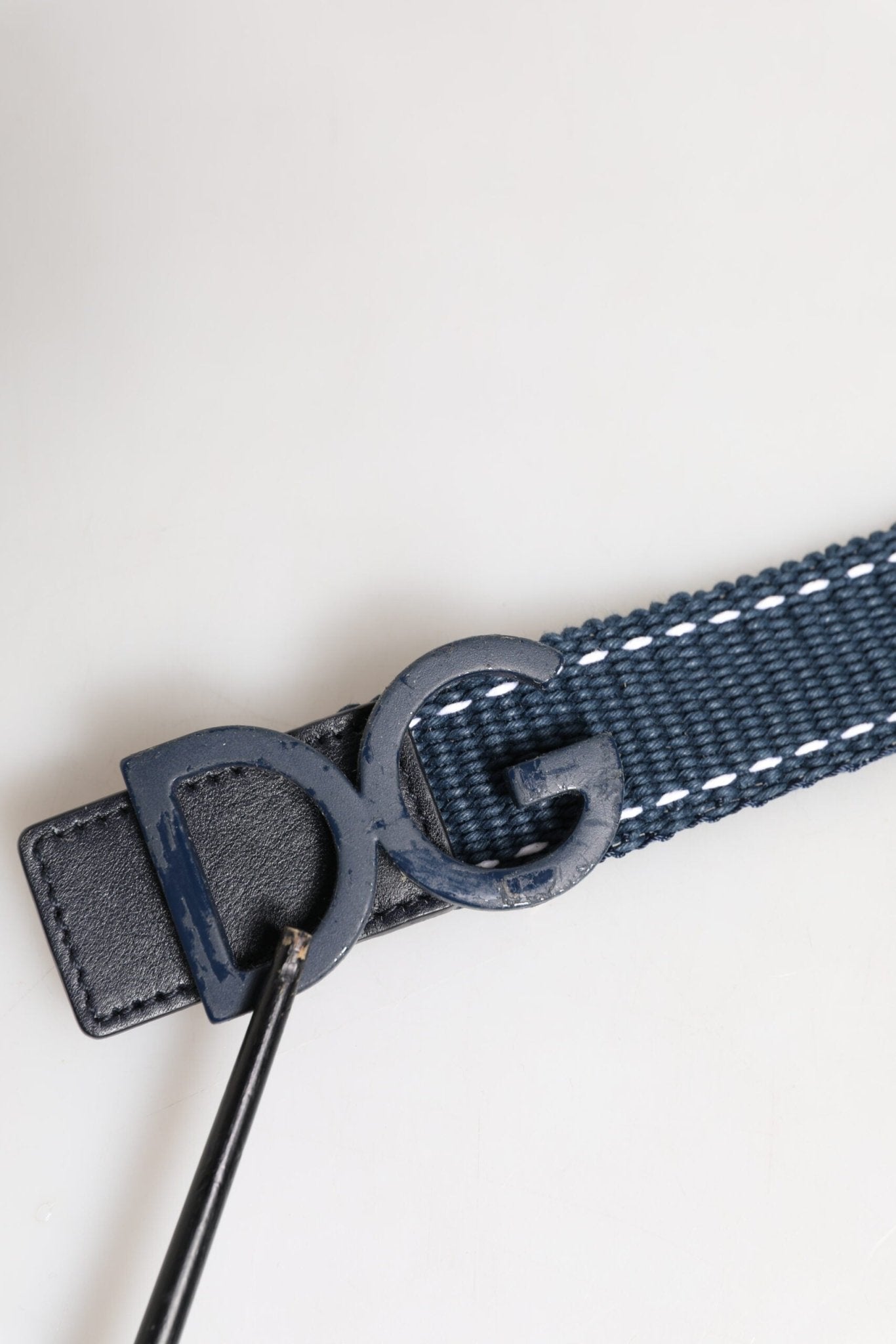 Dolce & Gabbana Blue Cotton Leather DG Logo Metal Buckle Belt - RIMODA