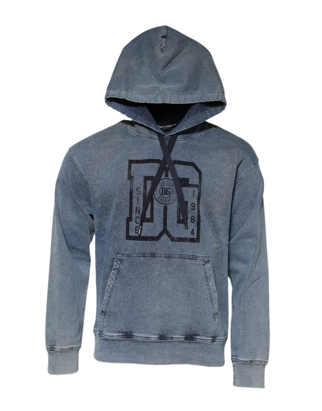Dolce & Gabbana Blue Cotton Logo Hooded Sweatshirt Sweater - RIMODA