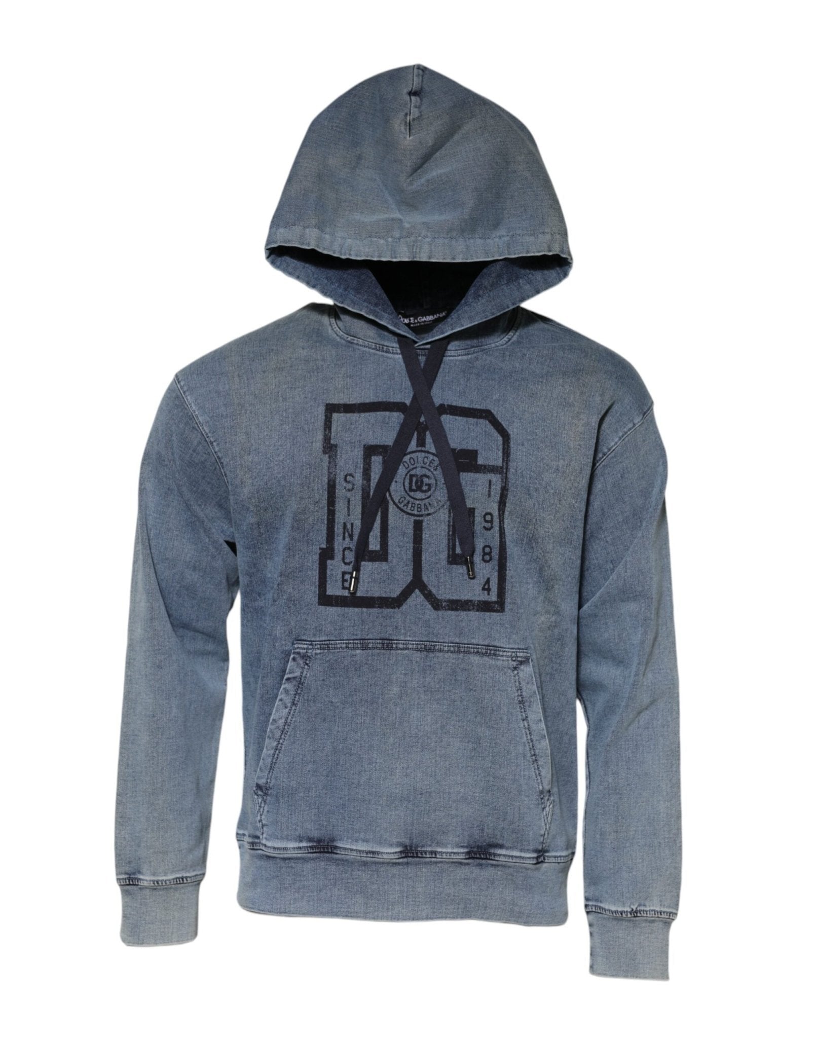 Dolce & Gabbana Blue Cotton Logo Hooded Sweatshirt Sweater - RIMODA