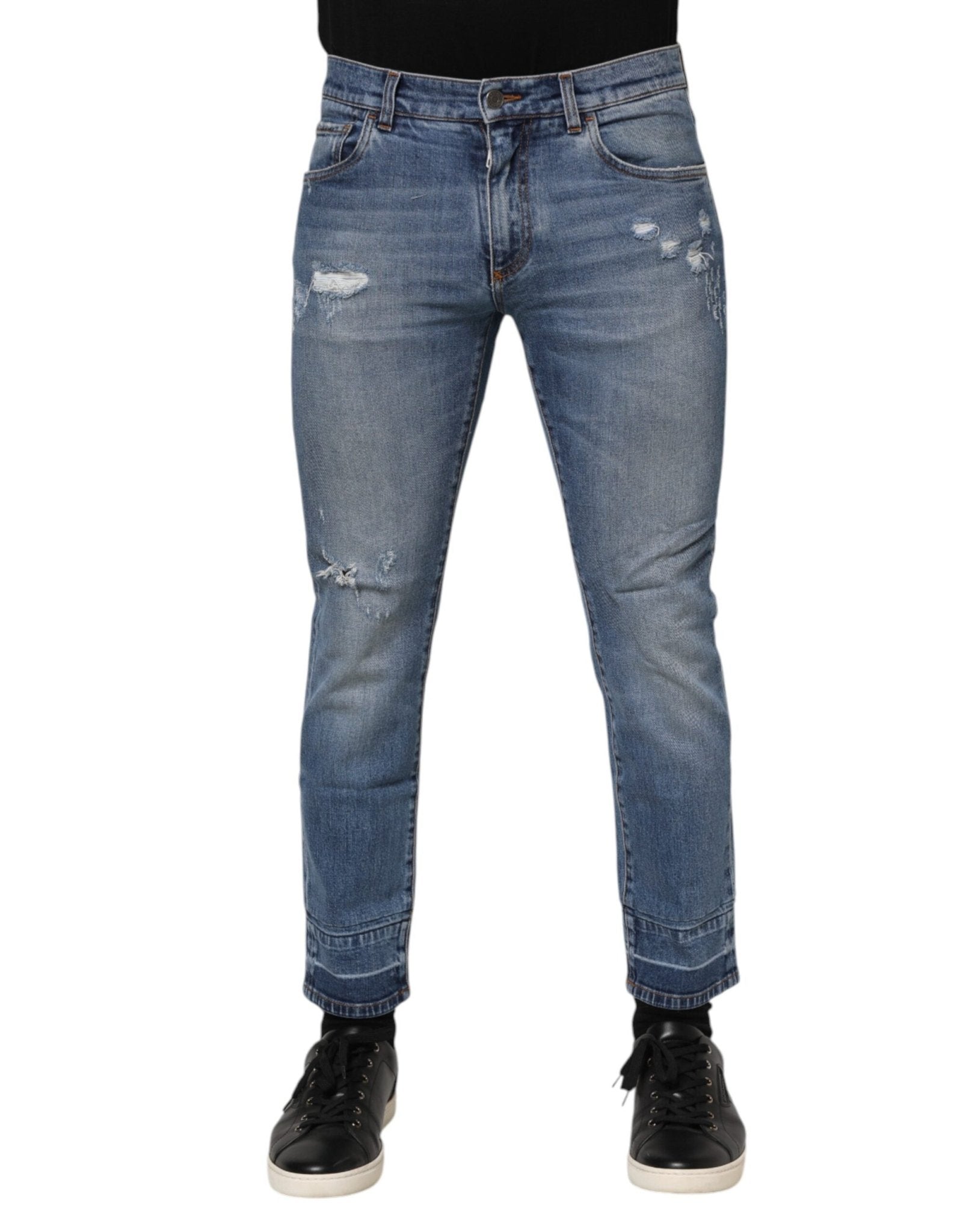 Dolce & Gabbana Blue Cotton Logo Plaque COMFORT Denim Jeans - RIMODA