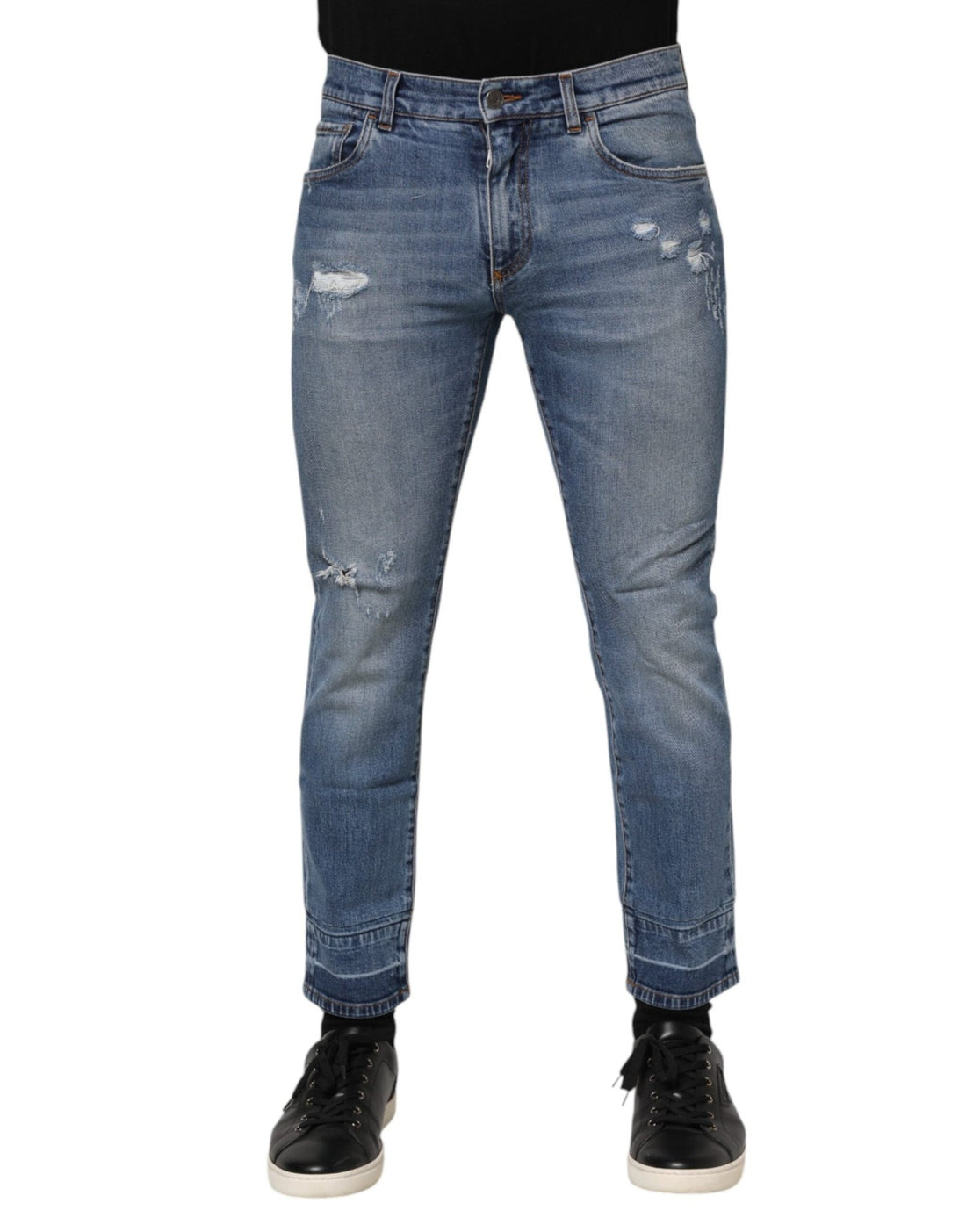 Dolce & Gabbana Blue Cotton Logo Plaque COMFORT Denim Jeans - RIMODA
