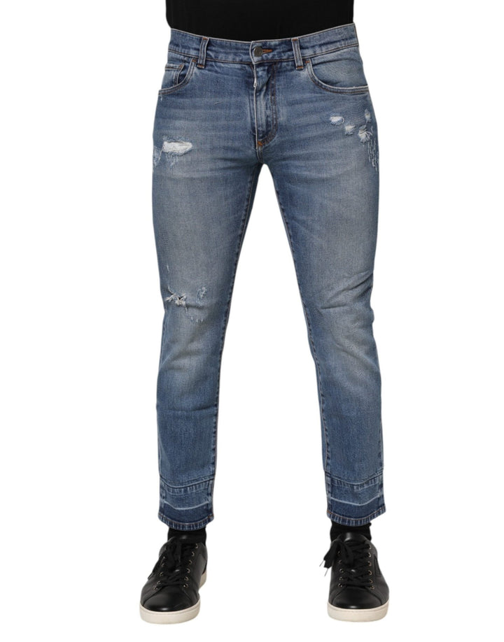 Dolce & Gabbana Blue Cotton Logo Plaque COMFORT Denim Jeans - RIMODA