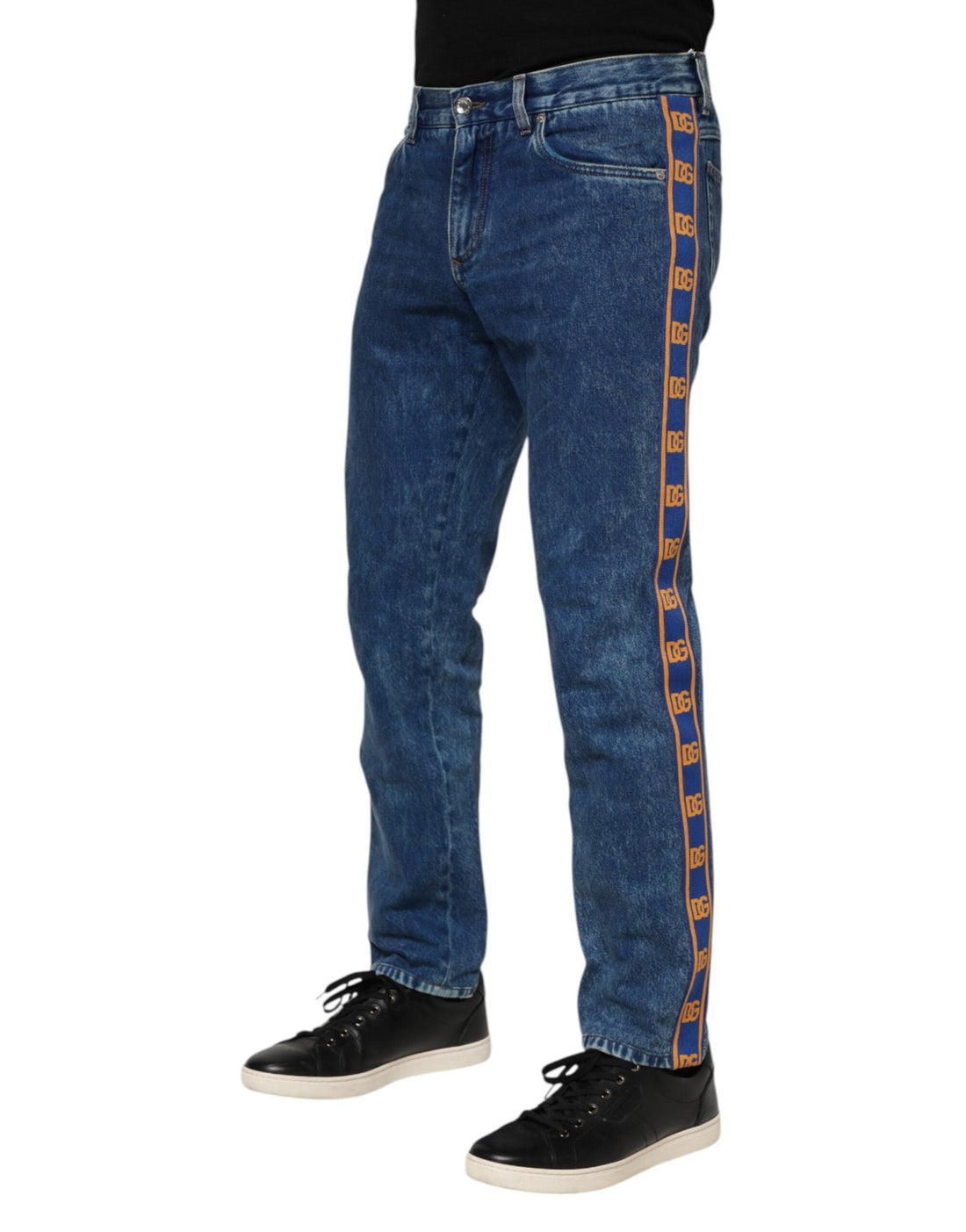 Dolce & Gabbana Blue Cotton Logo Plaque Denim Jeans - RIMODA