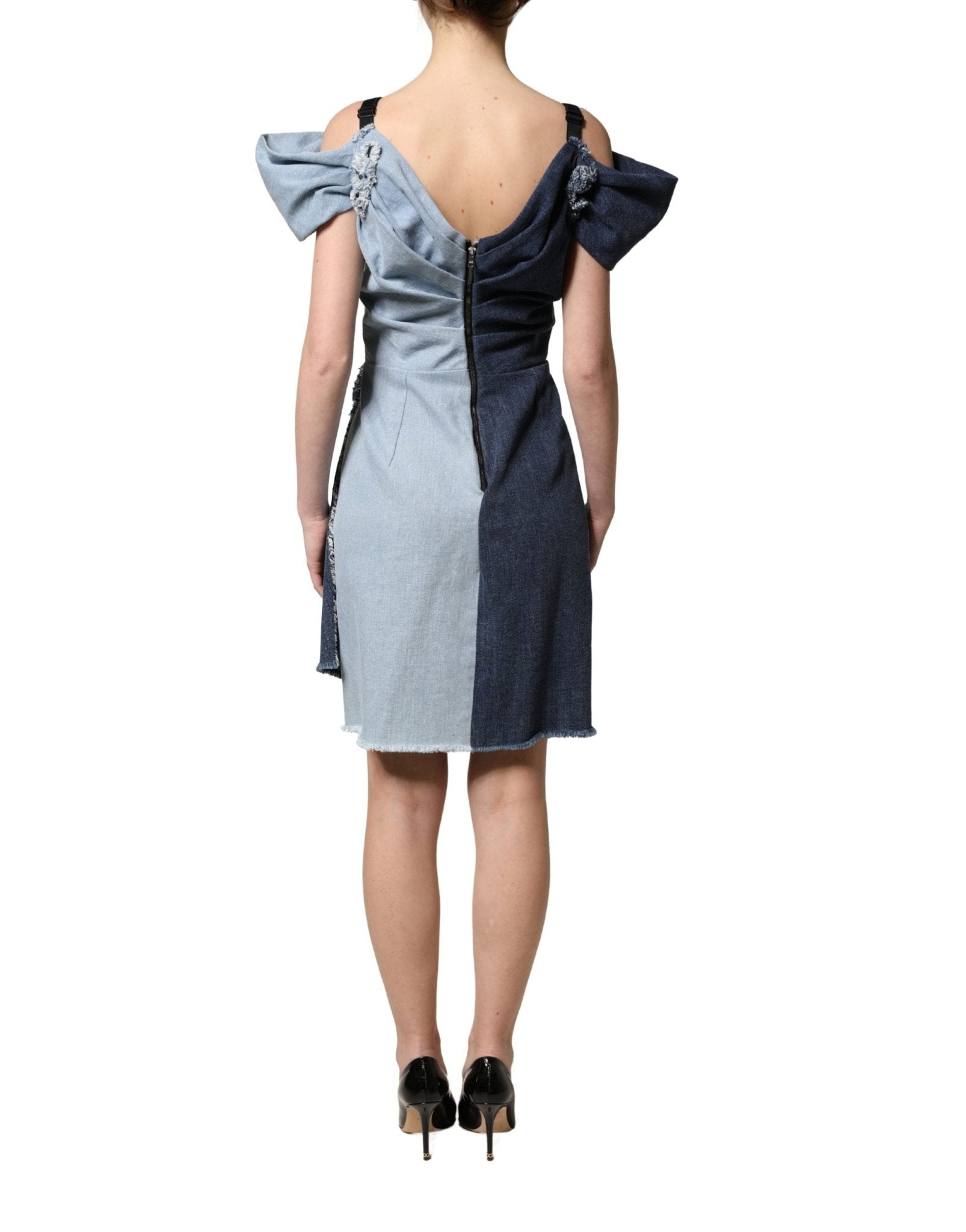 Dolce & Gabbana Blue Cotton Patchwork Denim Mini Sheath Dress - RIMODA