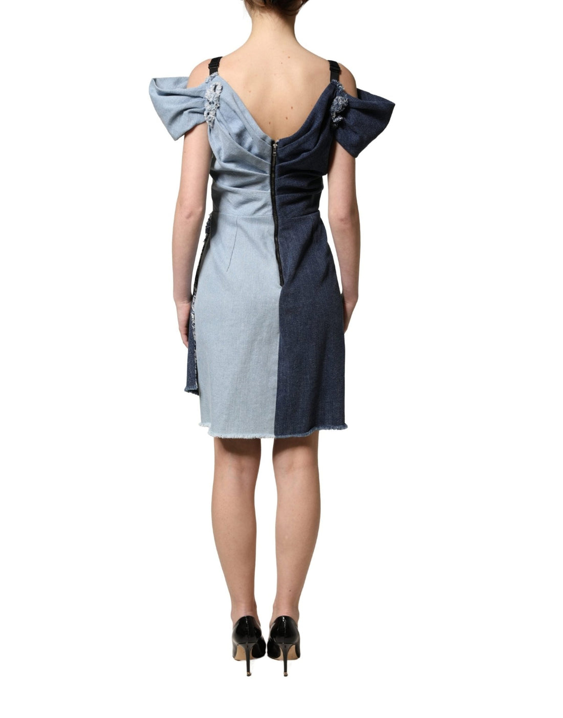 Dolce & Gabbana Blue Cotton Patchwork Denim Mini Sheath Dress - RIMODA