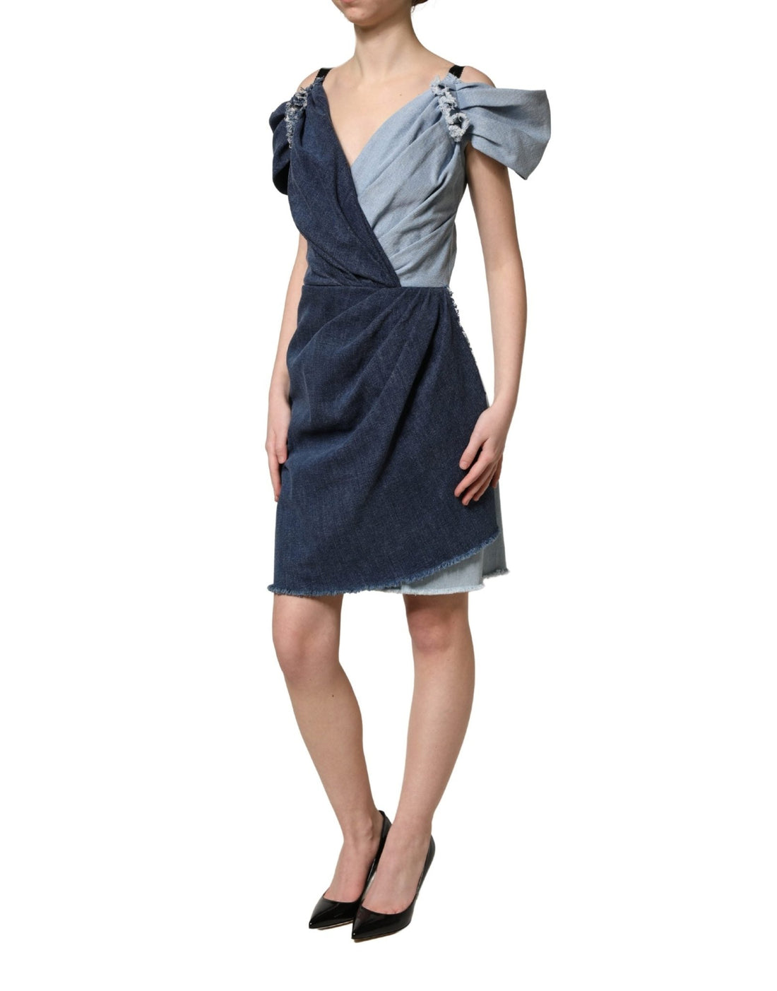 Dolce & Gabbana Blue Cotton Patchwork Denim Mini Sheath Dress - RIMODA