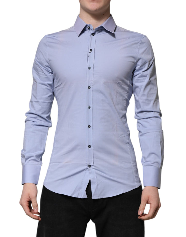 Dolce & Gabbana Blue Cotton SICILIA Long Sleeves Dress Shirt - RIMODA