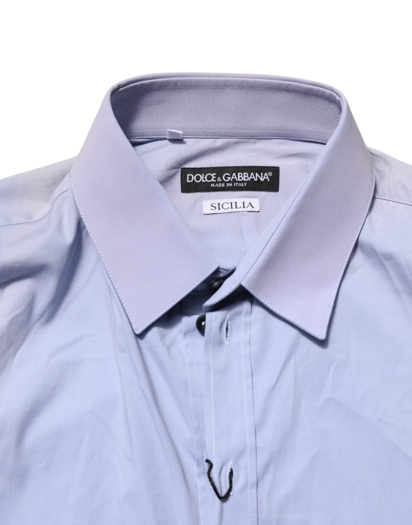 Dolce & Gabbana Blue Cotton SICILIA Long Sleeves Dress Shirt - RIMODA