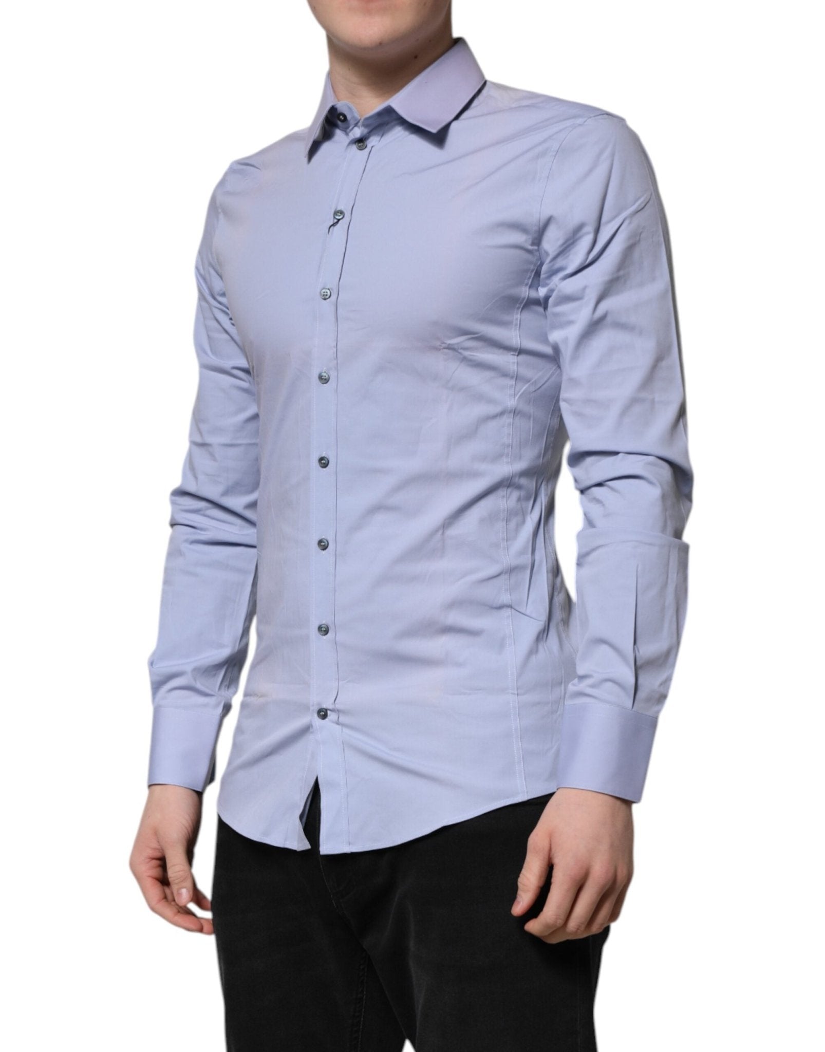 Dolce & Gabbana Blue Cotton SICILIA Long Sleeves Dress Shirt - RIMODA