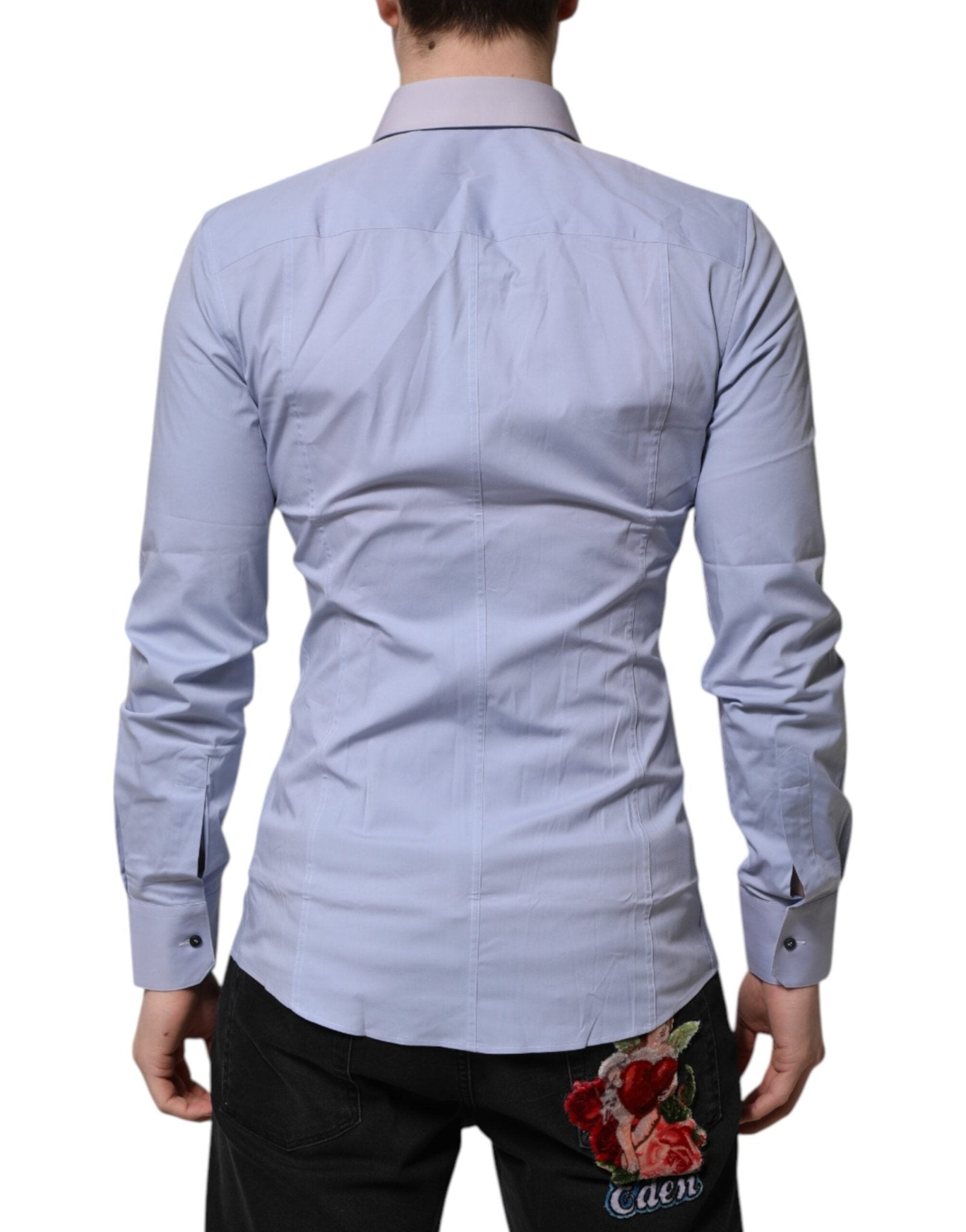 Dolce & Gabbana Blue Cotton SICILIA Long Sleeves Dress Shirt - RIMODA