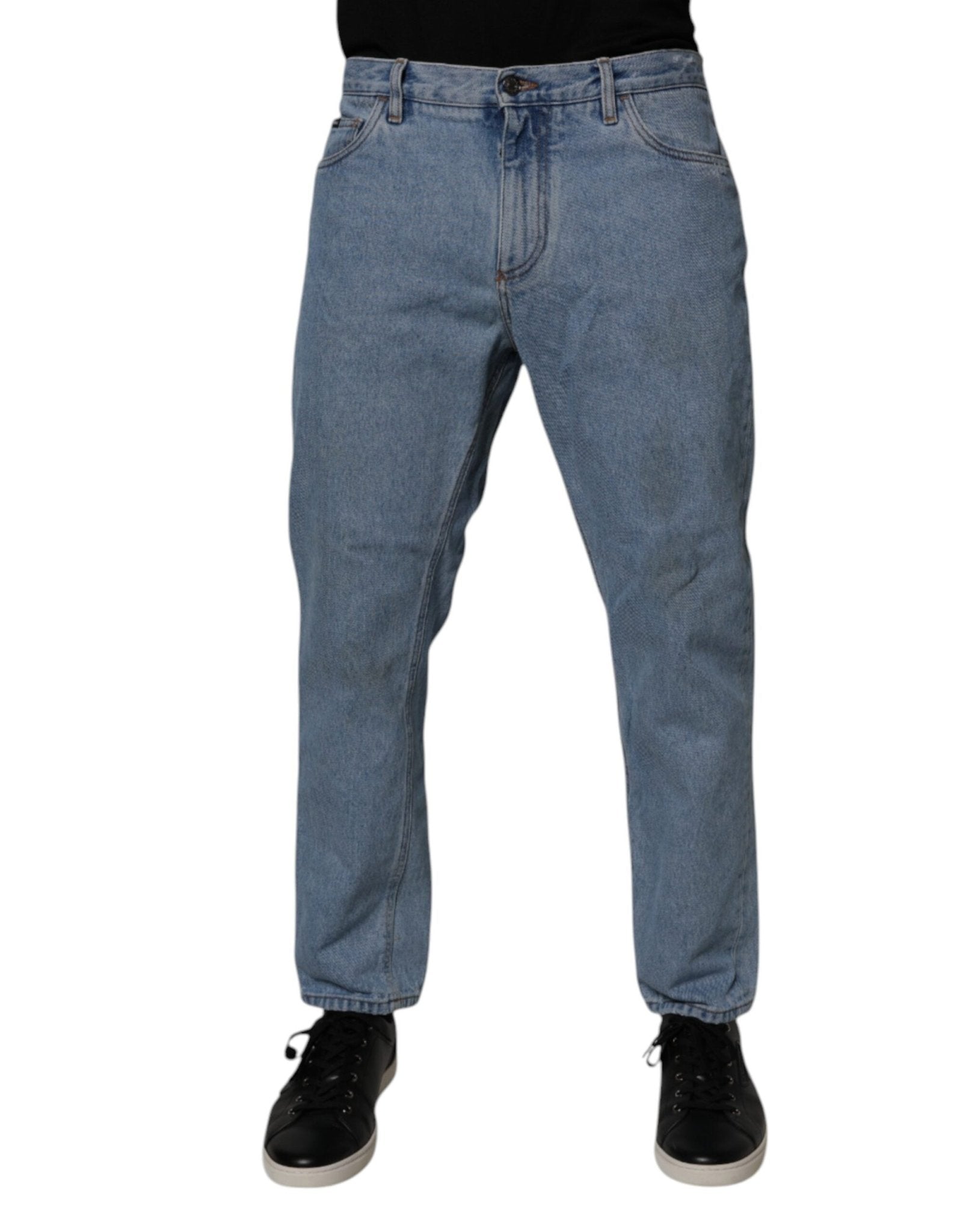 Dolce & Gabbana Blue Cotton Skinny Men Denim Mid Waist Jeans - RIMODA