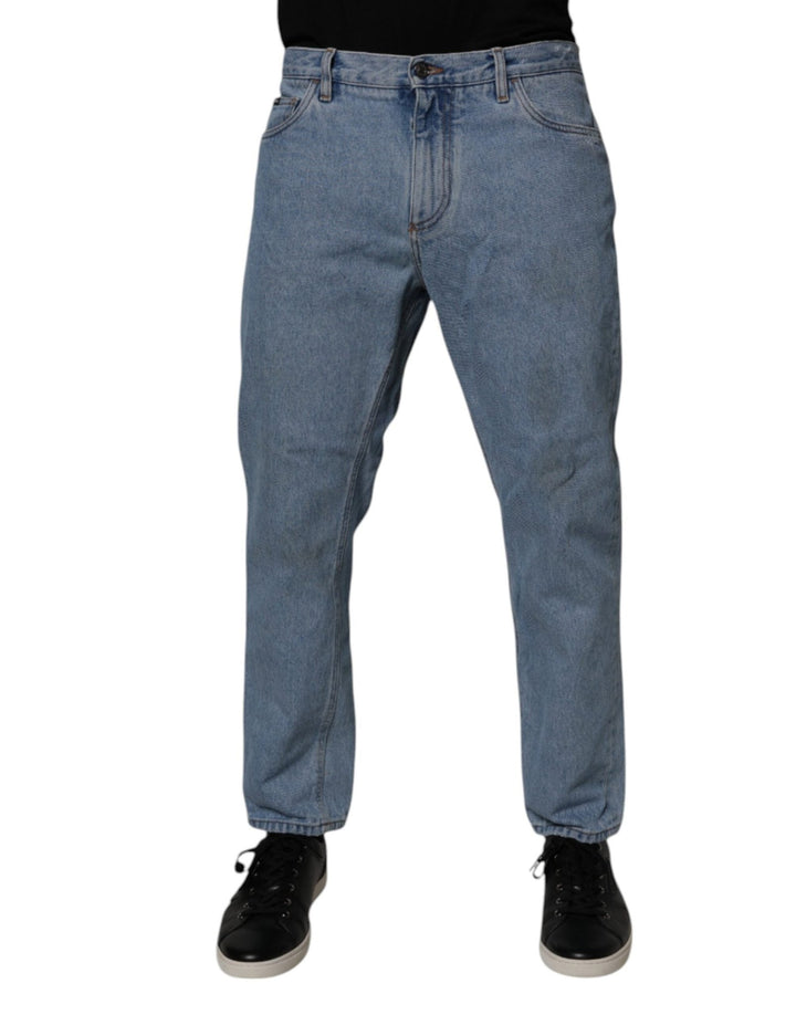 Dolce & Gabbana Blue Cotton Skinny Men Denim Mid Waist Jeans - RIMODA