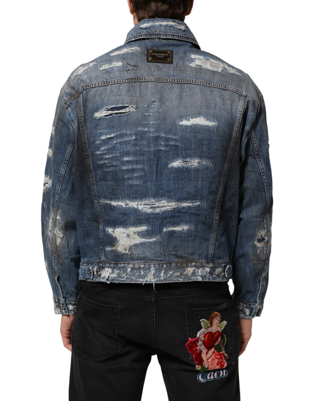 Dolce & Gabbana Blue Cotton Tattered Denim Blouson Jacket - RIMODA